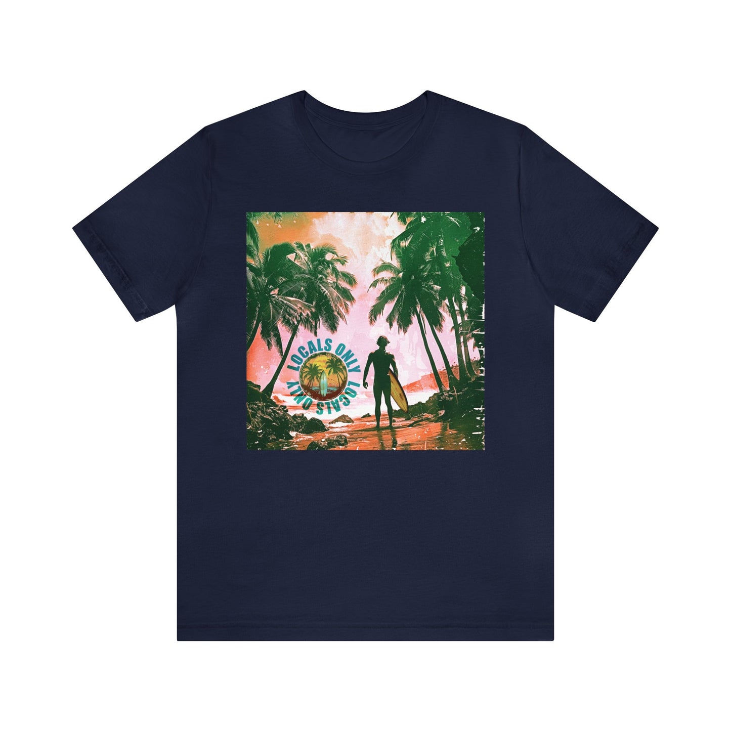 Beach scene with Locals Only stamp Unisex Jersey Short Sleeve Tee