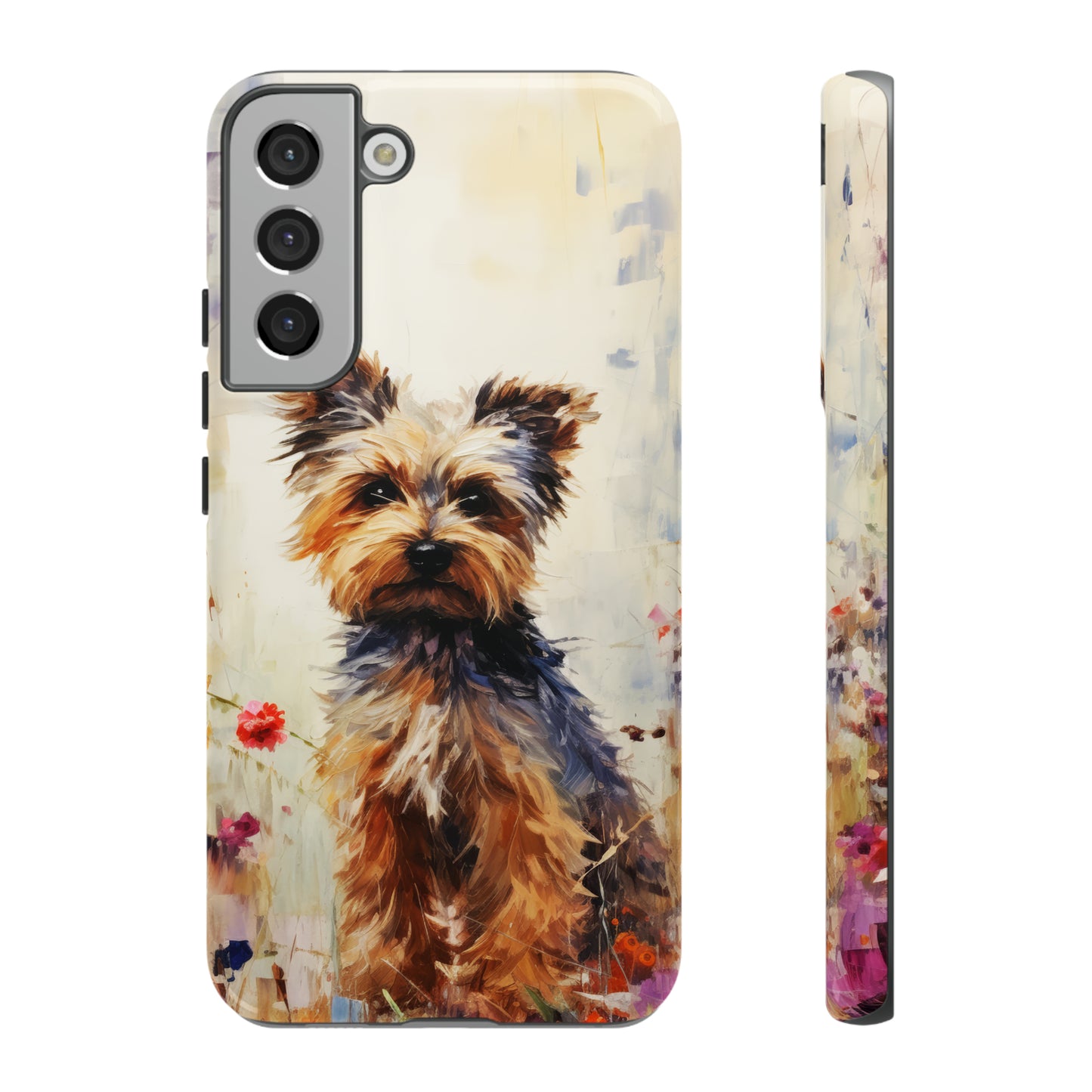 Yorkie in flowers Tough Cases