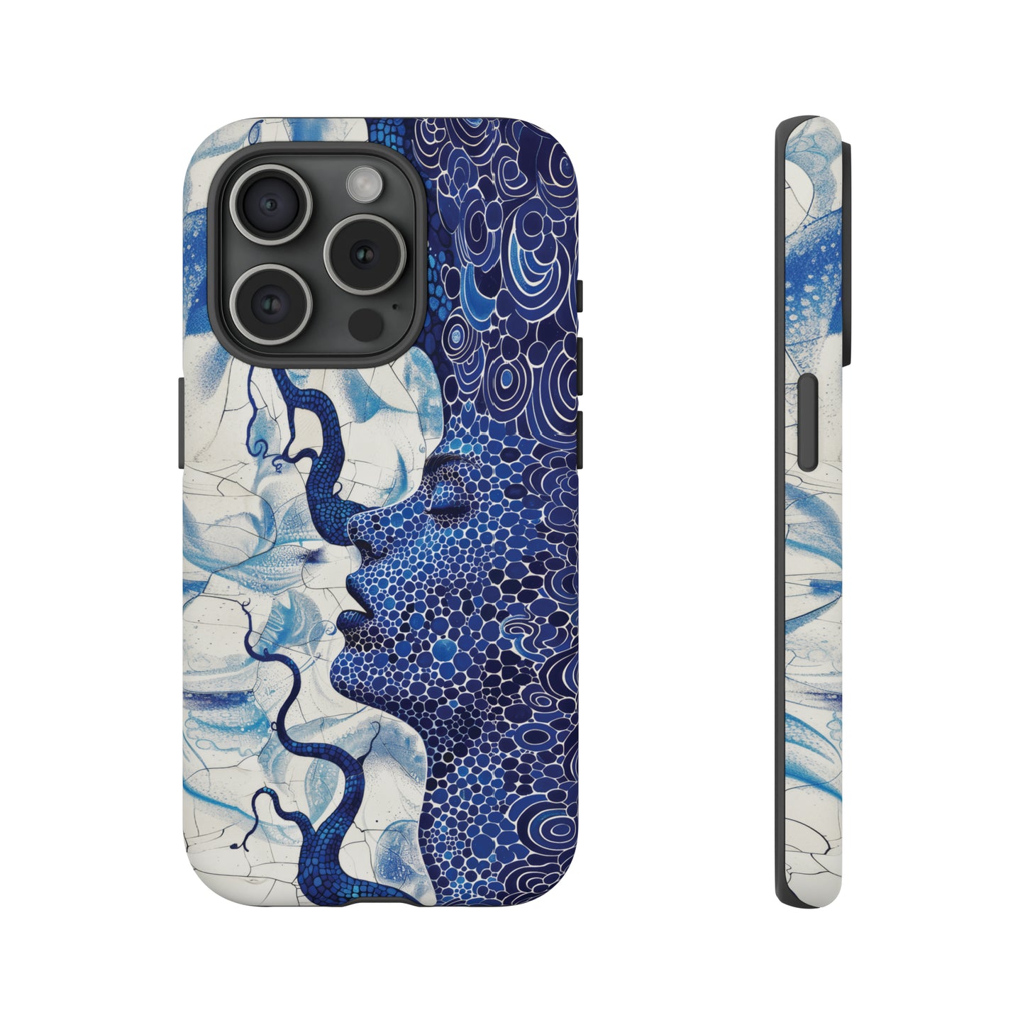 Phone Case, blue woman Artistic design, Tough Case, Colorful whimsical fantasy design, iPhone 15, 14, 13, 12, 11, Samsung, Pixel