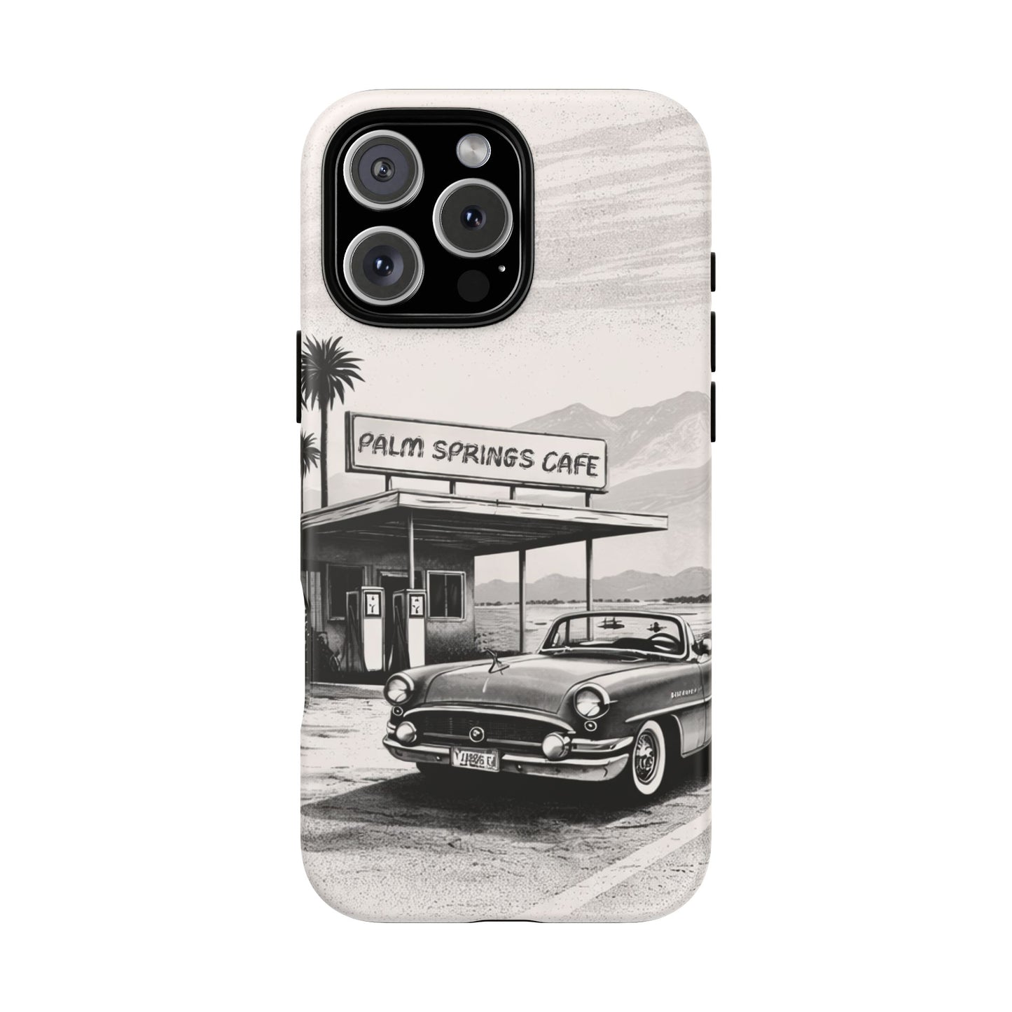 Vintage Palm Springs Cafe Phone Case – Retro Convertible Roadtrip Design