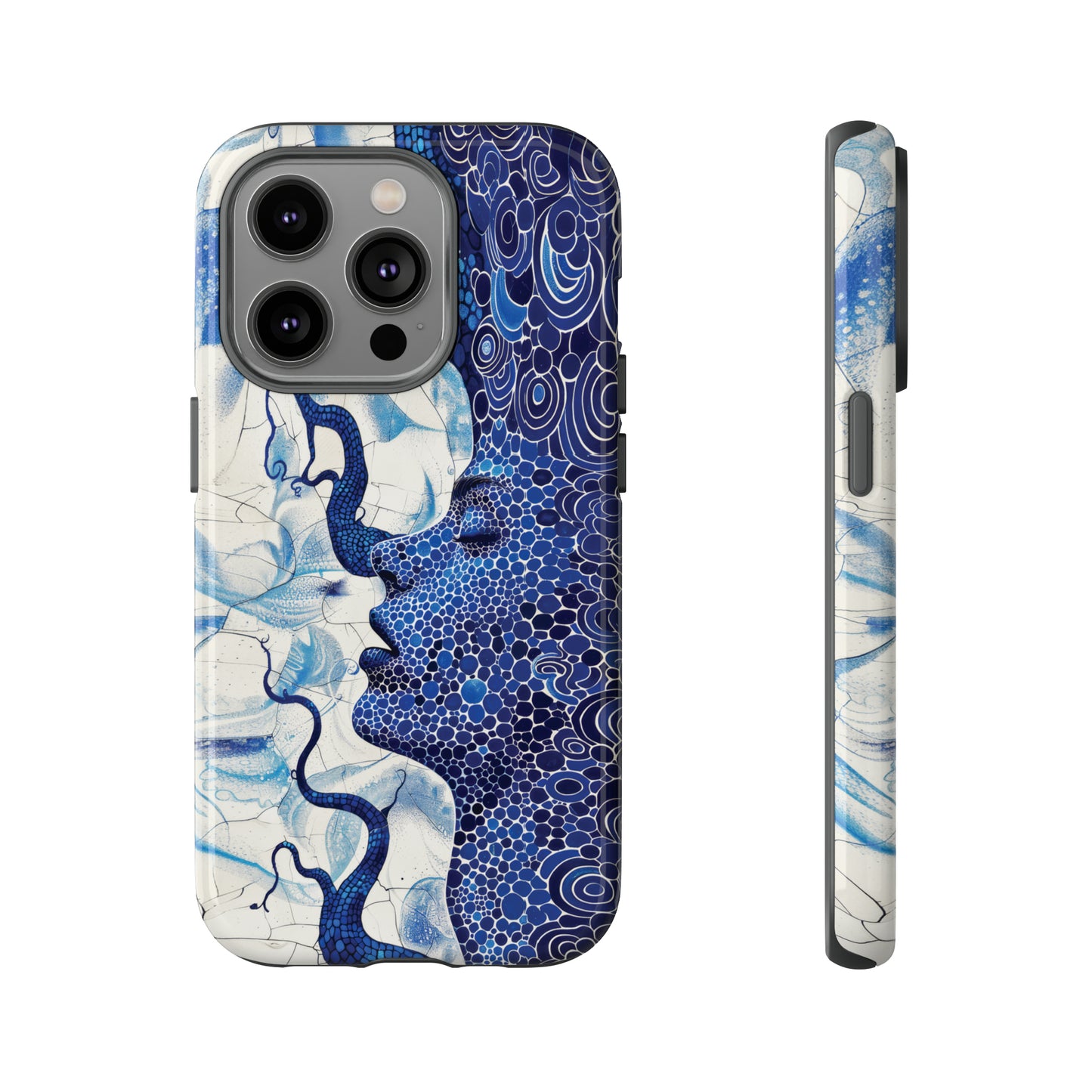 Phone Case, blue woman Artistic design, Tough Case, Colorful whimsical fantasy design, iPhone 15, 14, 13, 12, 11, Samsung, Pixel