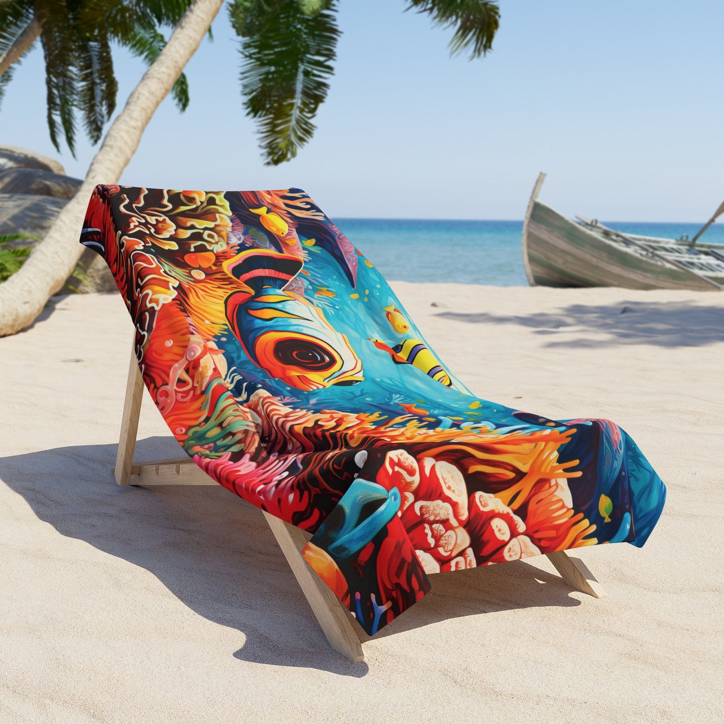 Colorful reef fish Beach Towel in two sizes