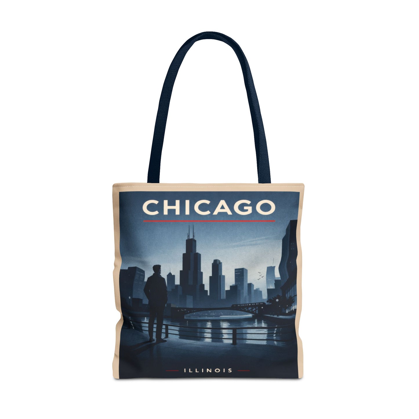 Chicago Skyline Tote Bag — Retro Cityscape Illinois Travel Bag