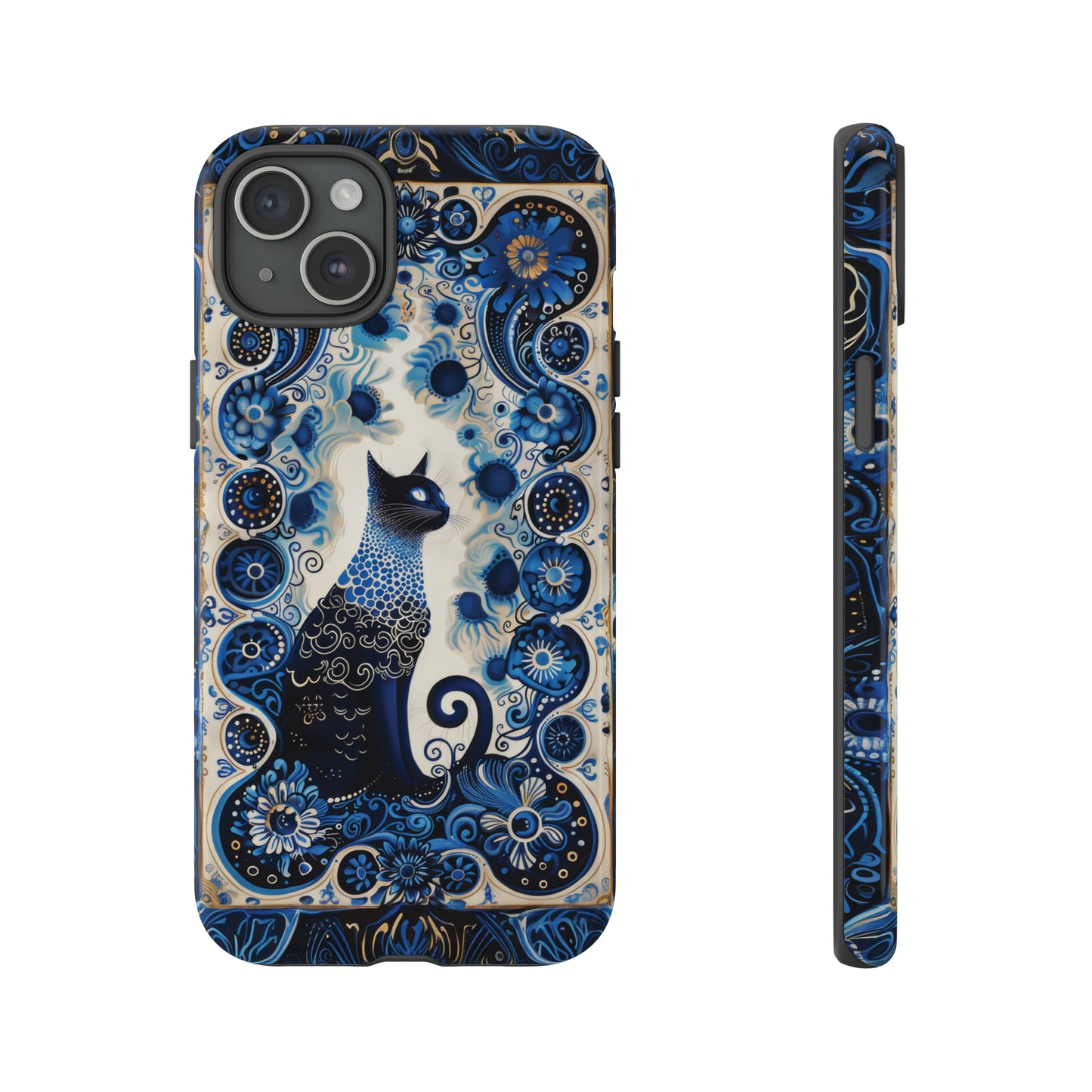 Black cat in frame Tough Cases