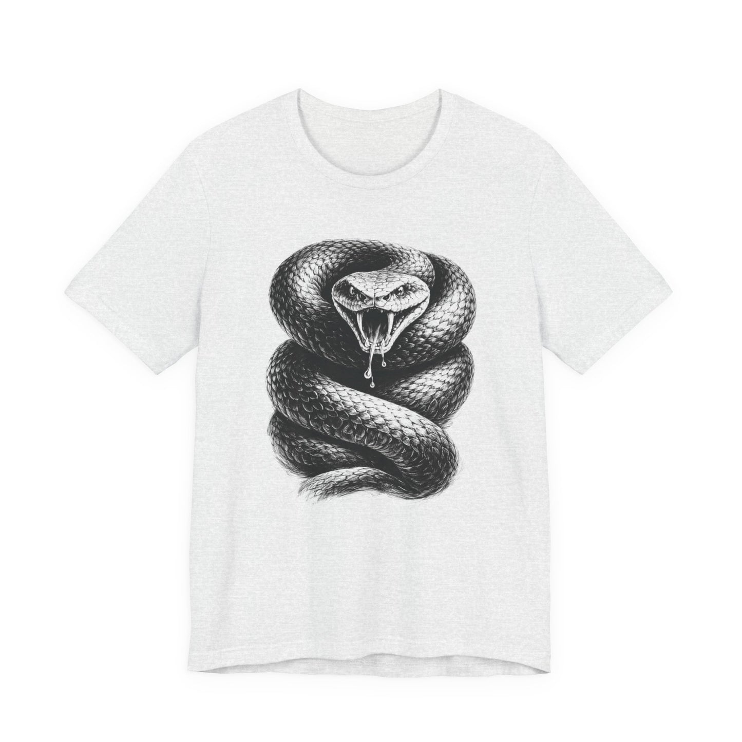 Snake Graphic Tee in charcoal drawing style — Coiled Rattlesnake Illustration T-Shirt