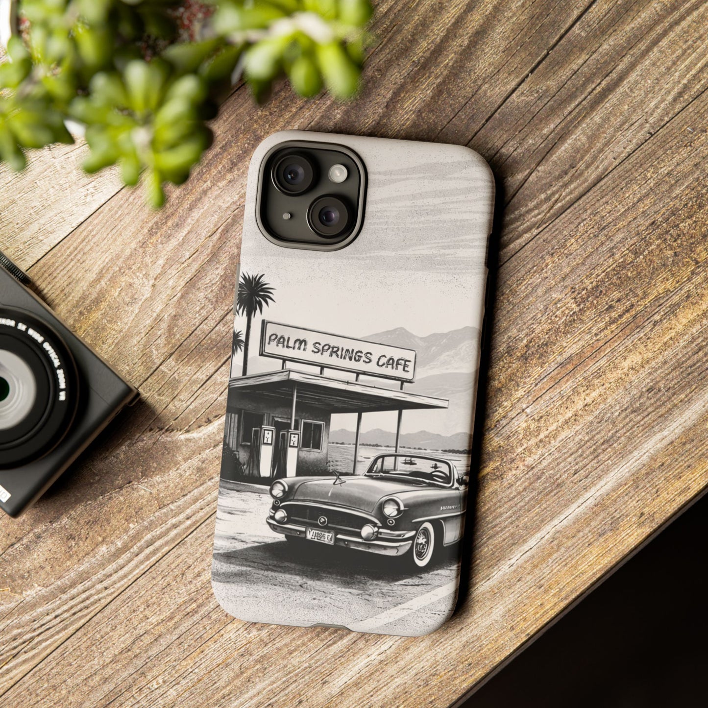Vintage Palm Springs Cafe Phone Case – Retro Convertible Roadtrip Design