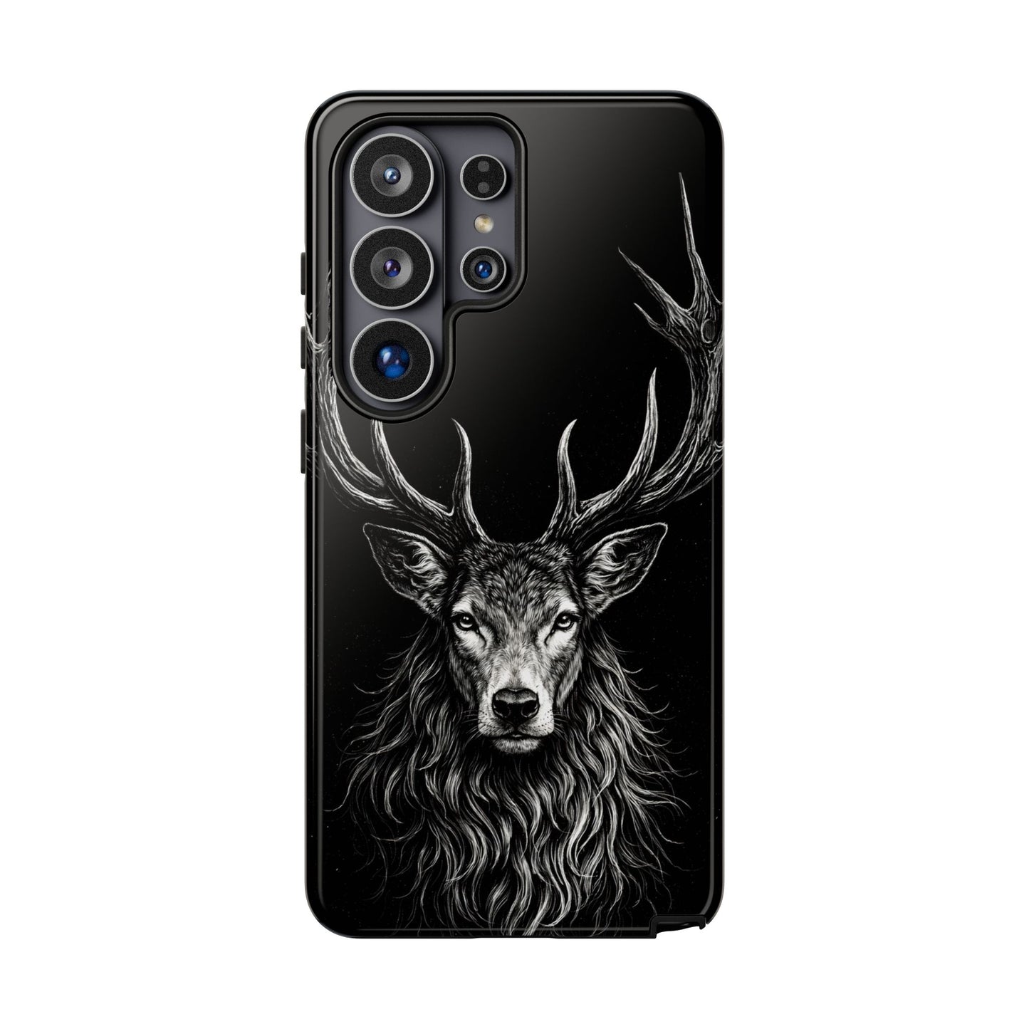 Stag Head drawing Phone Case — Chalk drawing on black of a Deer Protective Phone Cover