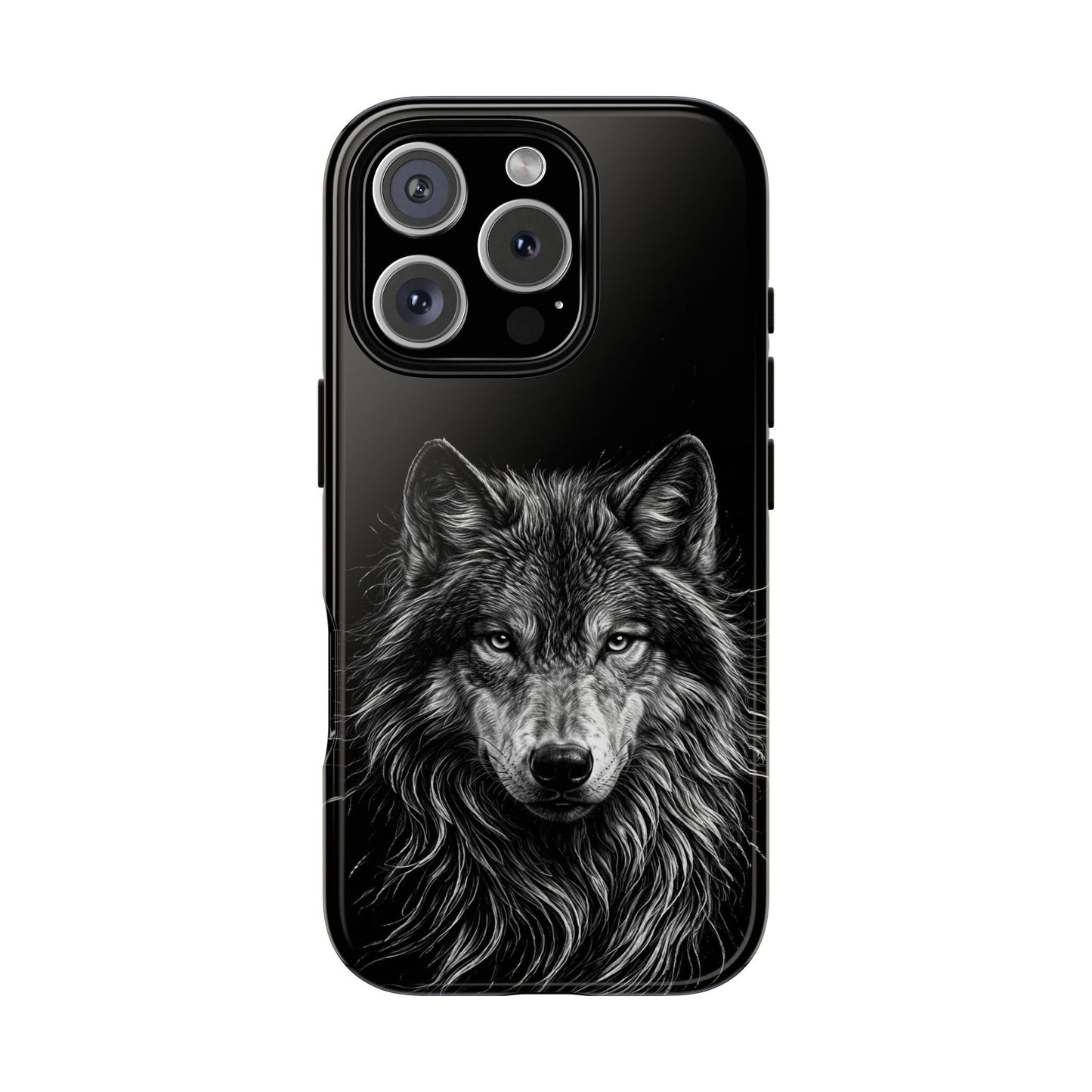 Wolf drawing Phone Case - Tough and Stylish Black Design
