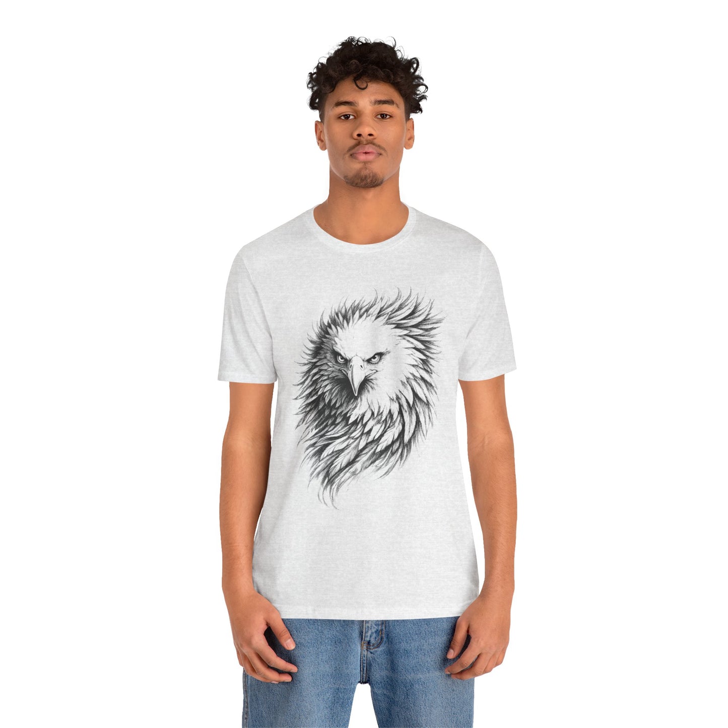 Eagle Head Sketch Tee — Detailed Black & White Bald Eagle Illustration in charcoal T-Shirt