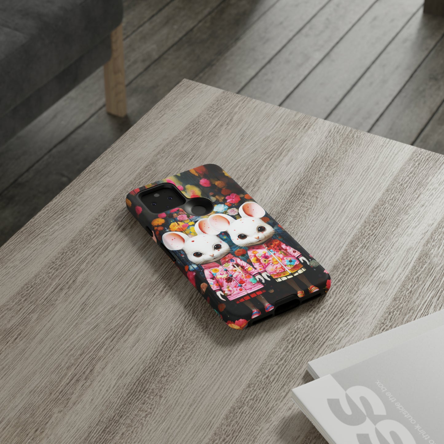 Two mice and flowers Tough Cases