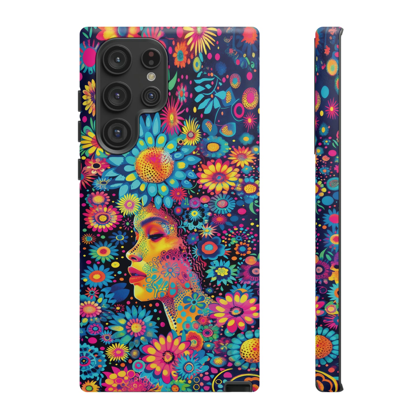 Phone Case, whimsical flower girl, Artistic design, Tough Case, Colorful flower fantasy design, iPhone 15, 14, 13, 12, 11, Samsung, Pixel