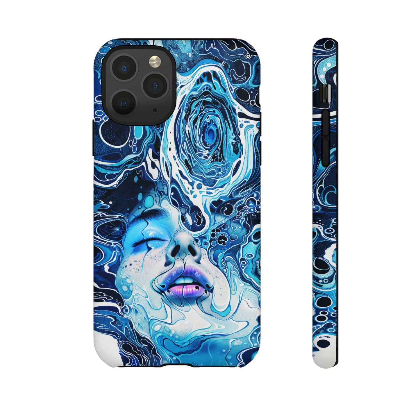 Phone Case, whimsical water fantasy design, blue woman in water, Artistic design, Tough Case, , iPhone 15, 14, 13, 12, 11, Samsung, Pixel