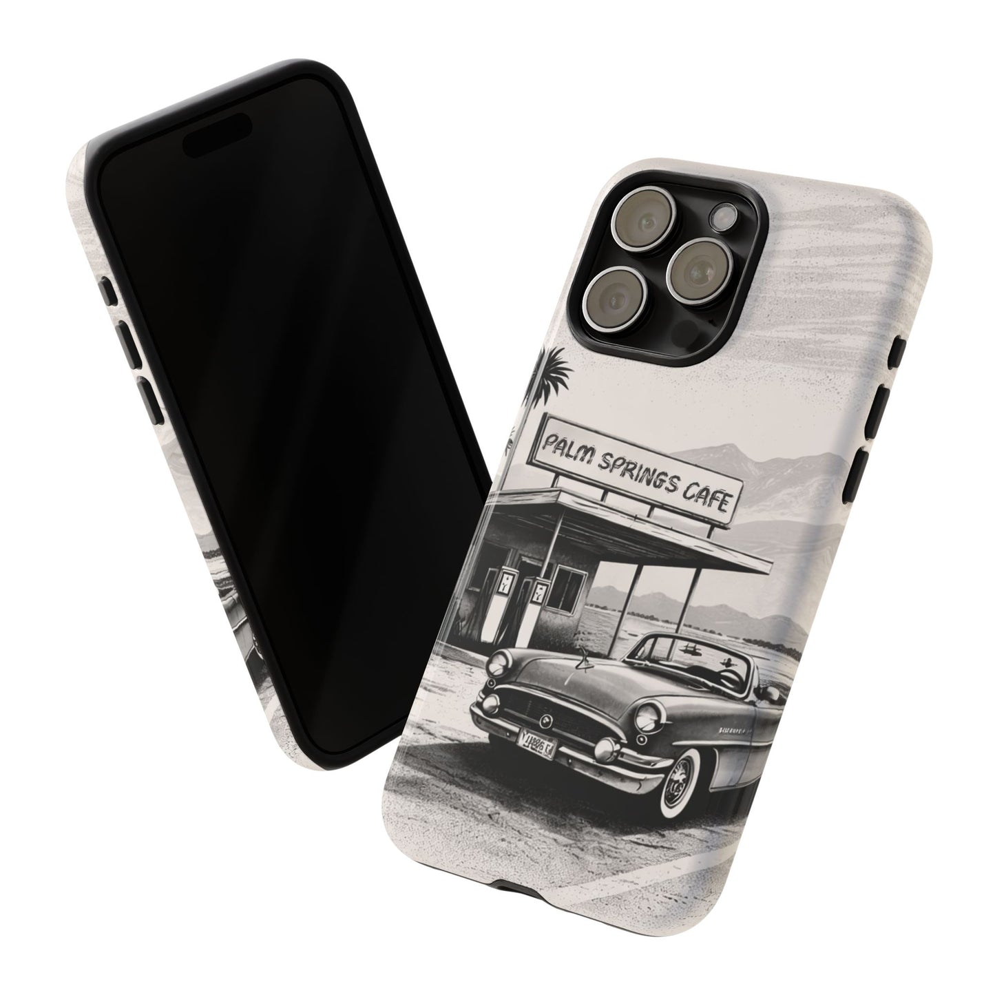 Vintage Palm Springs Cafe Phone Case – Retro Convertible Roadtrip Design
