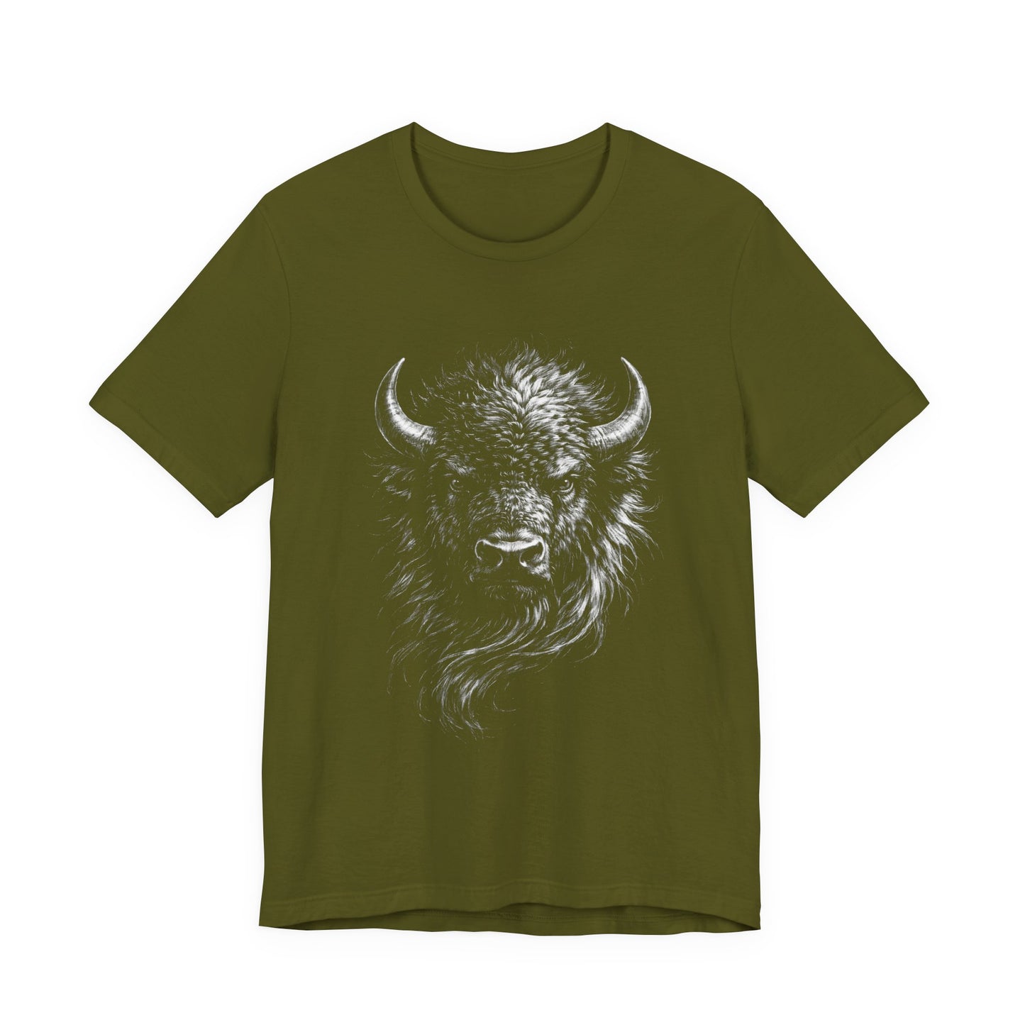 Buffalo Head Graphic T-Shirt in chalk drawing style — Vintage Bison Illustration Tee for Outdoorsmen & Wildlife Lovers