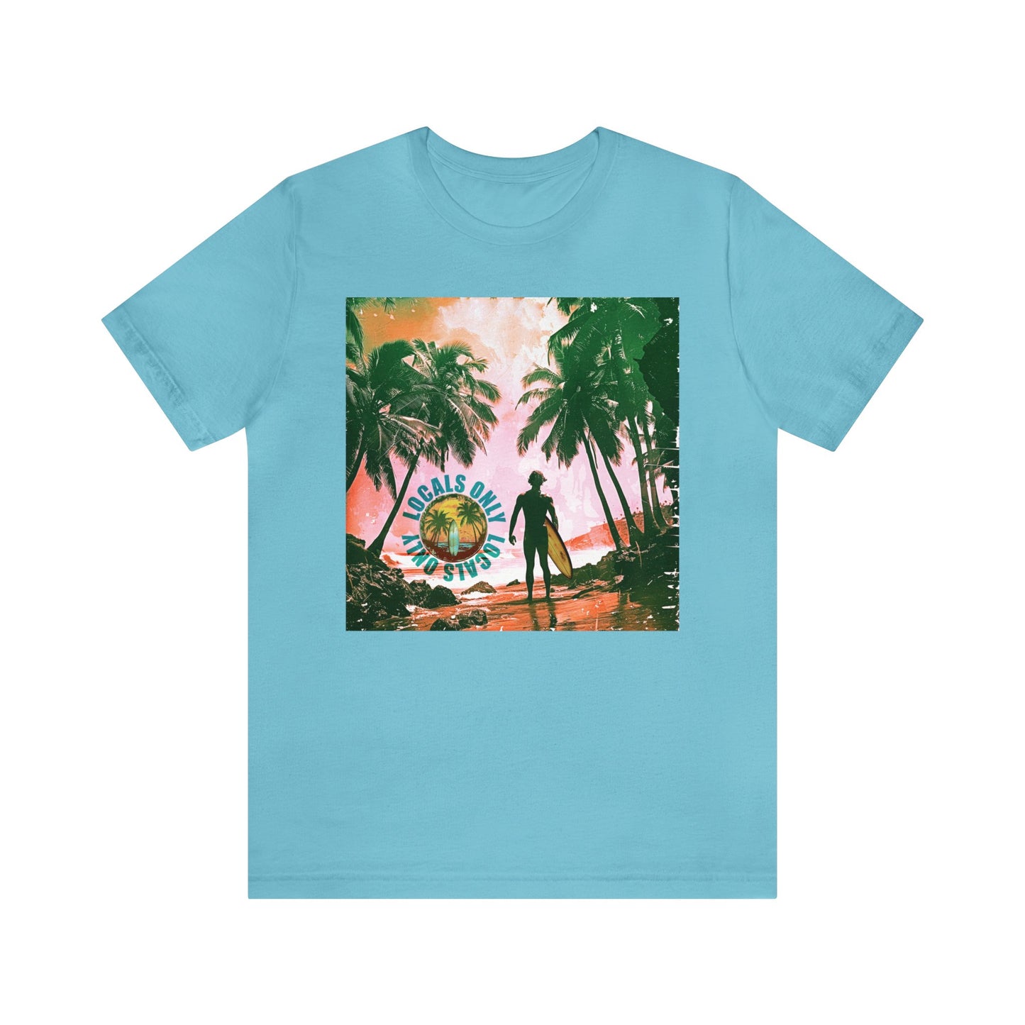 Beach scene with Locals Only stamp Unisex Jersey Short Sleeve Tee