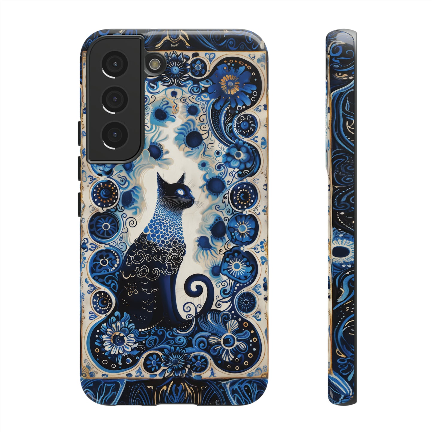 Black cat in frame Tough Cases