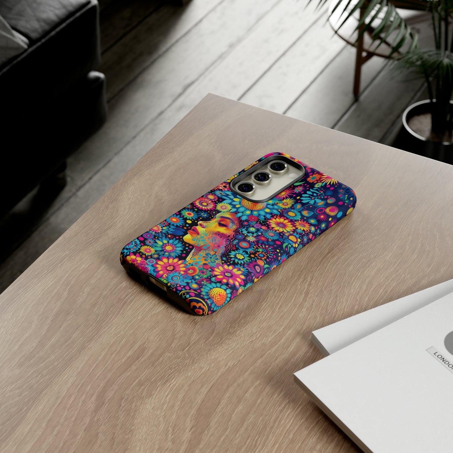 Phone Case, whimsical flower girl, Artistic design, Tough Case, Colorful flower fantasy design, iPhone 15, 14, 13, 12, 11, Samsung, Pixel