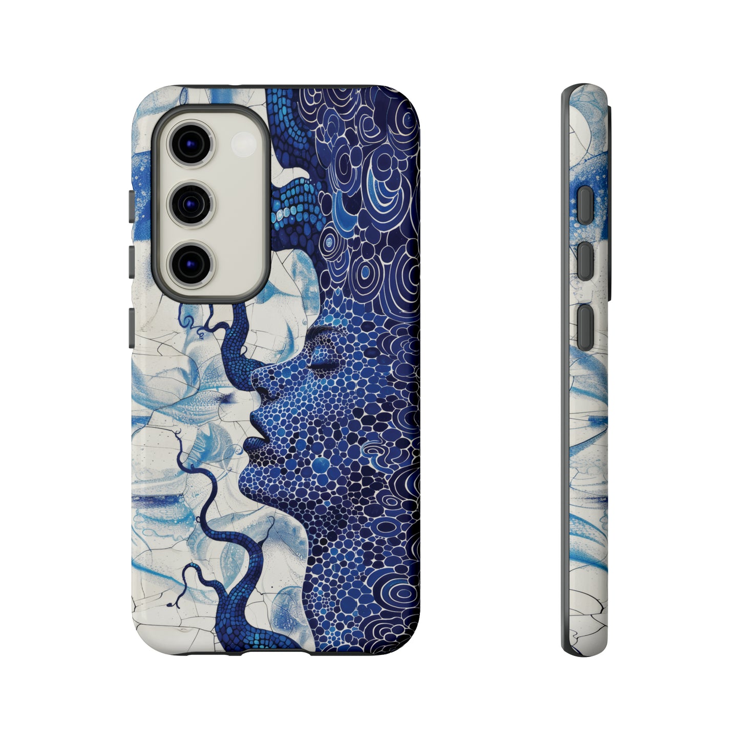 Phone Case, blue woman Artistic design, Tough Case, Colorful whimsical fantasy design, iPhone 15, 14, 13, 12, 11, Samsung, Pixel