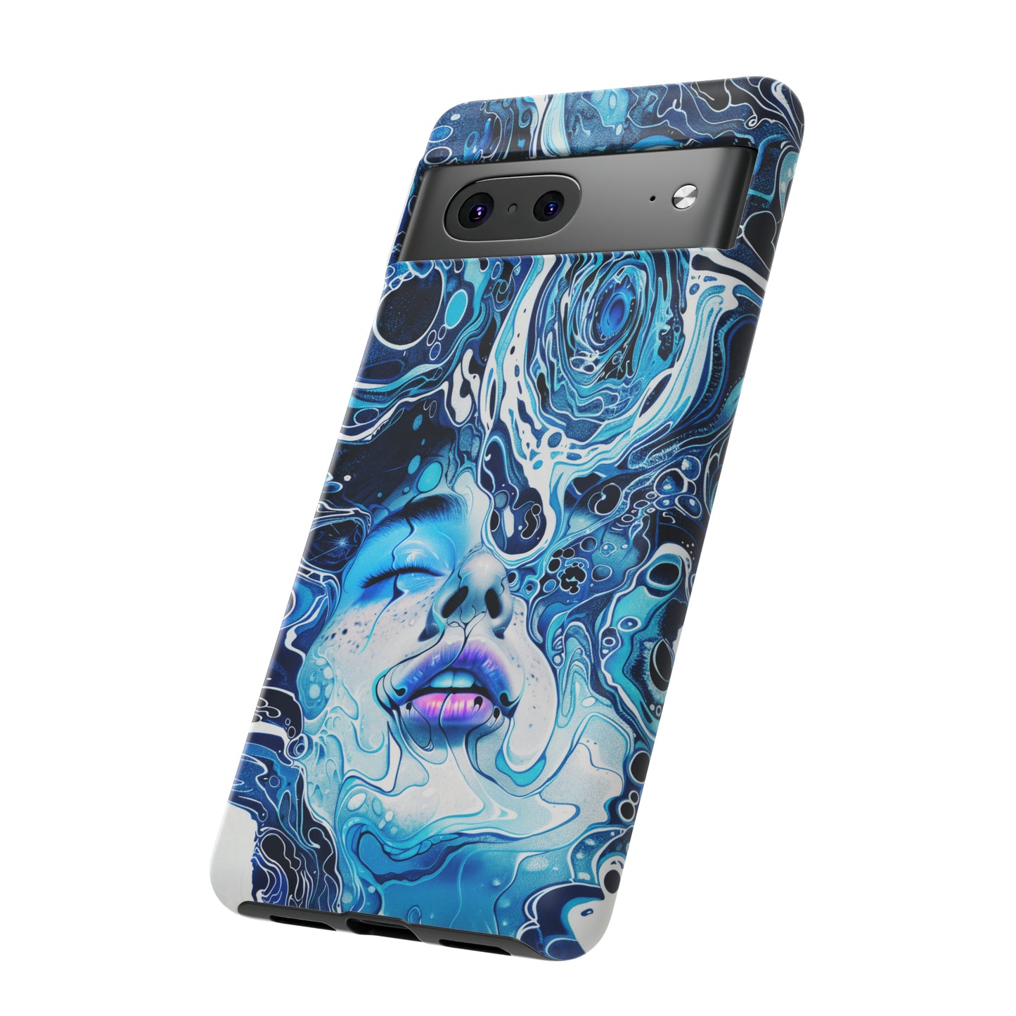 Phone Case, whimsical water fantasy design, blue woman in water, Artistic design, Tough Case, , iPhone 15, 14, 13, 12, 11, Samsung, Pixel
