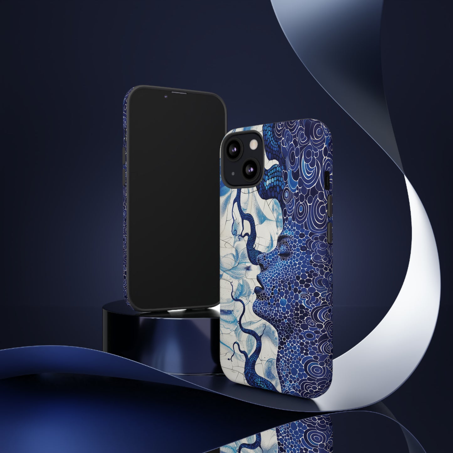 Phone Case, blue woman Artistic design, Tough Case, Colorful whimsical fantasy design, iPhone 15, 14, 13, 12, 11, Samsung, Pixel