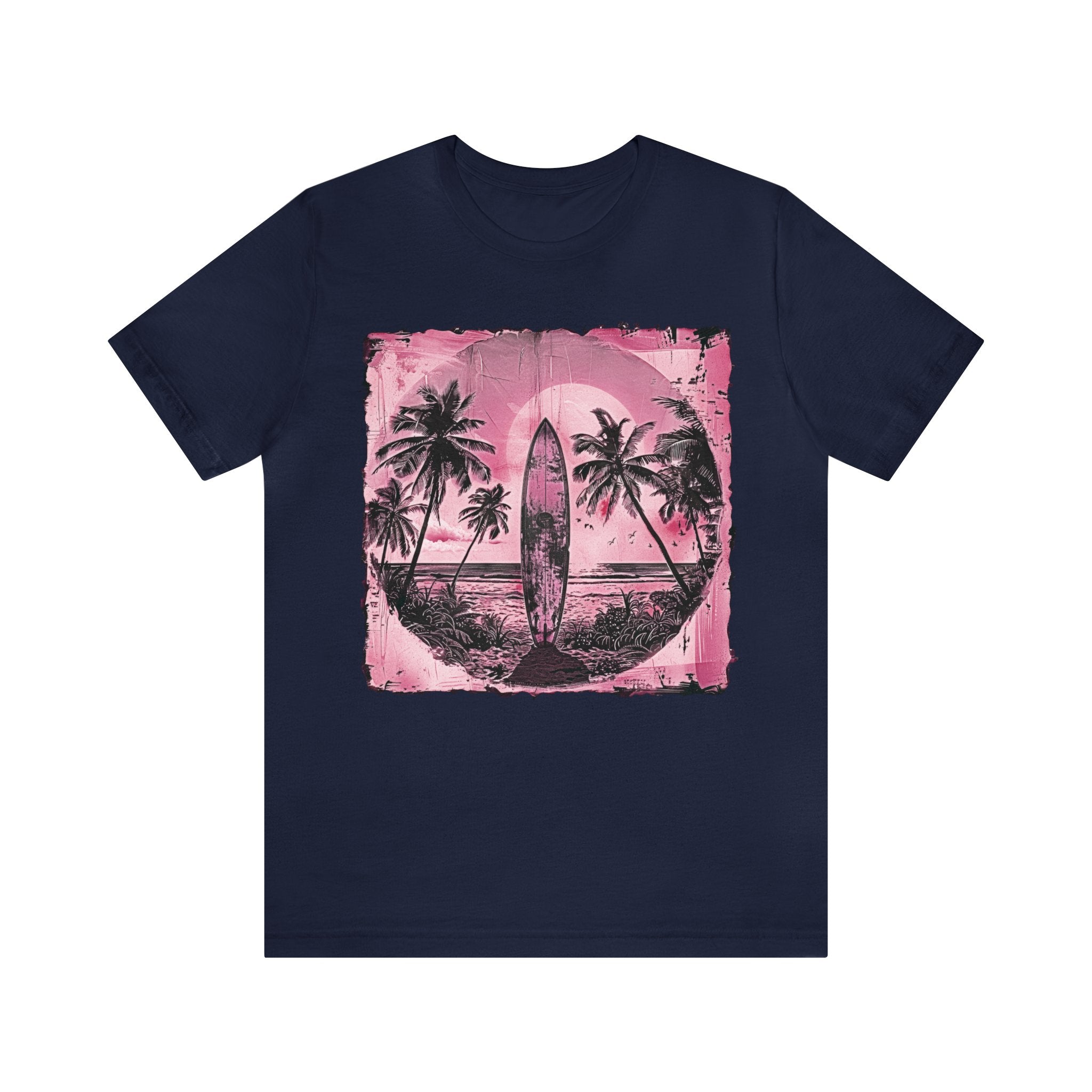 Pink vintage surfboard Unisex Jersey Short Sleeve Tee