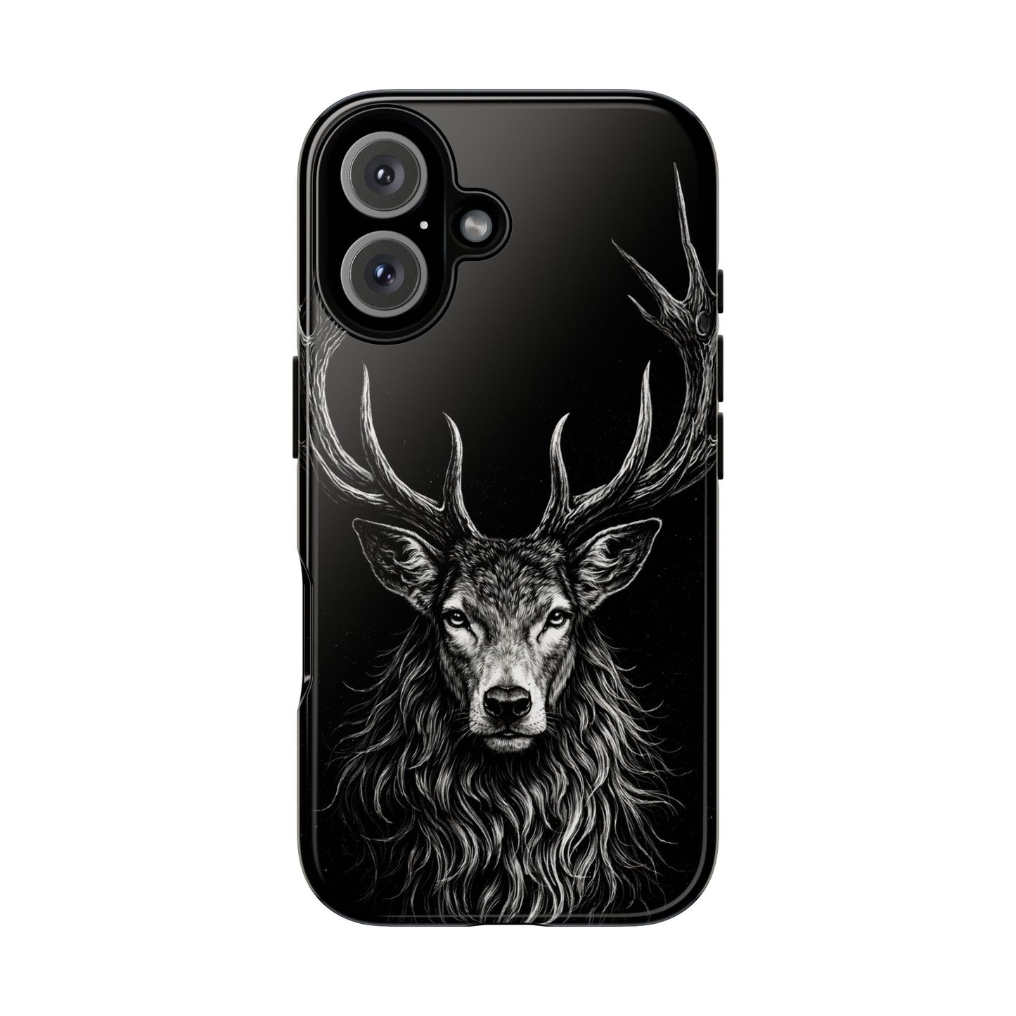 Stag Head drawing Phone Case — Chalk drawing on black of a Deer Protective Phone Cover