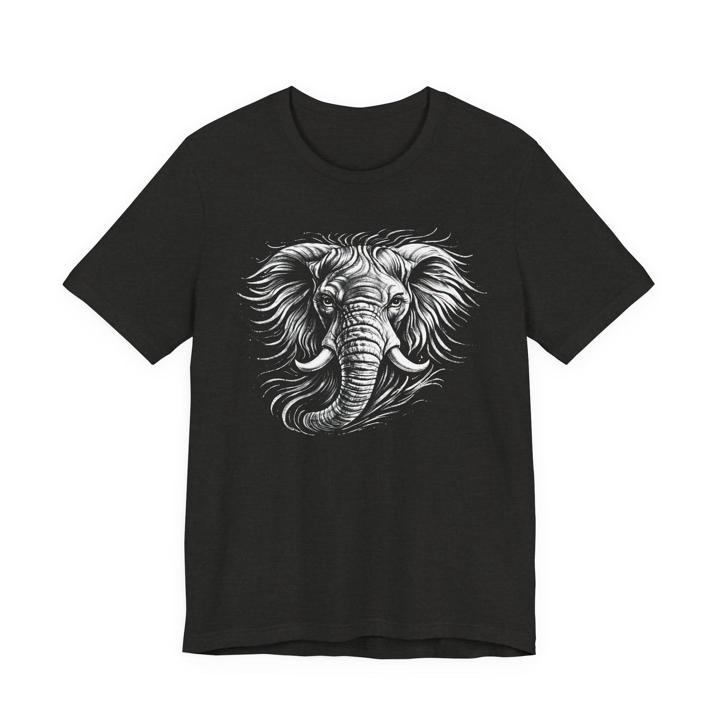 Elephant Head Graphic Tee — Detailed Monochrome in chalk drawing style Wildlife T-Shirt
