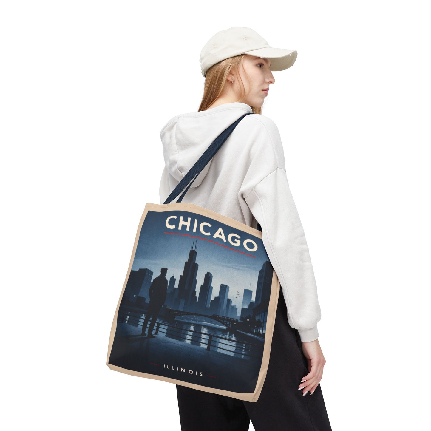 Chicago Skyline Tote Bag — Retro Cityscape Illinois Travel Bag