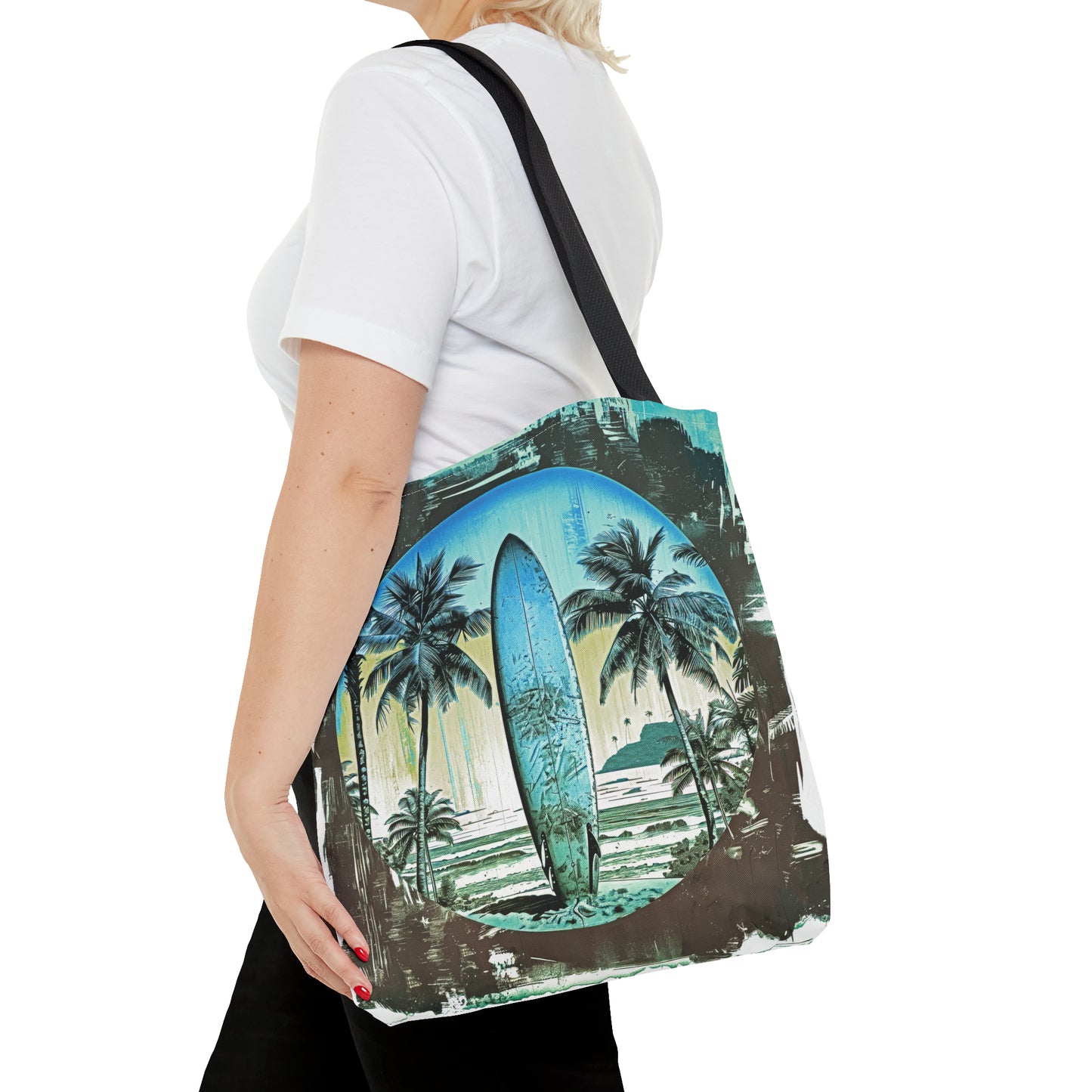 Blue surfboard Tote Bag (AOP)