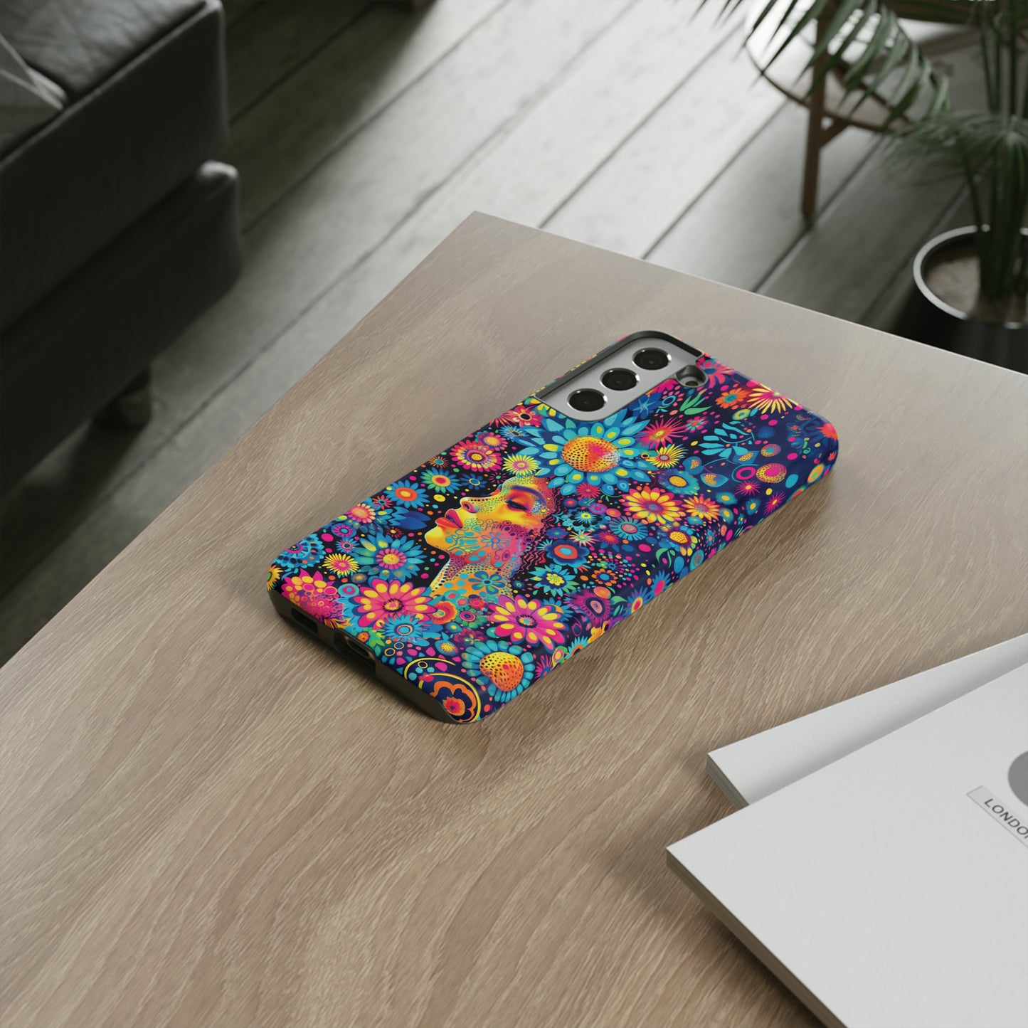 Phone Case, whimsical flower girl, Artistic design, Tough Case, Colorful flower fantasy design, iPhone 15, 14, 13, 12, 11, Samsung, Pixel