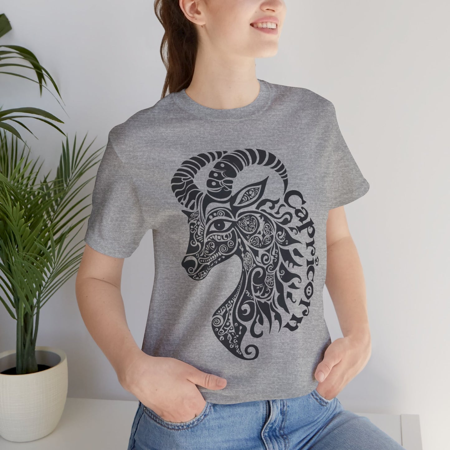 Capricorn with black graphic Unisex Jersey Short Sleeve Tee