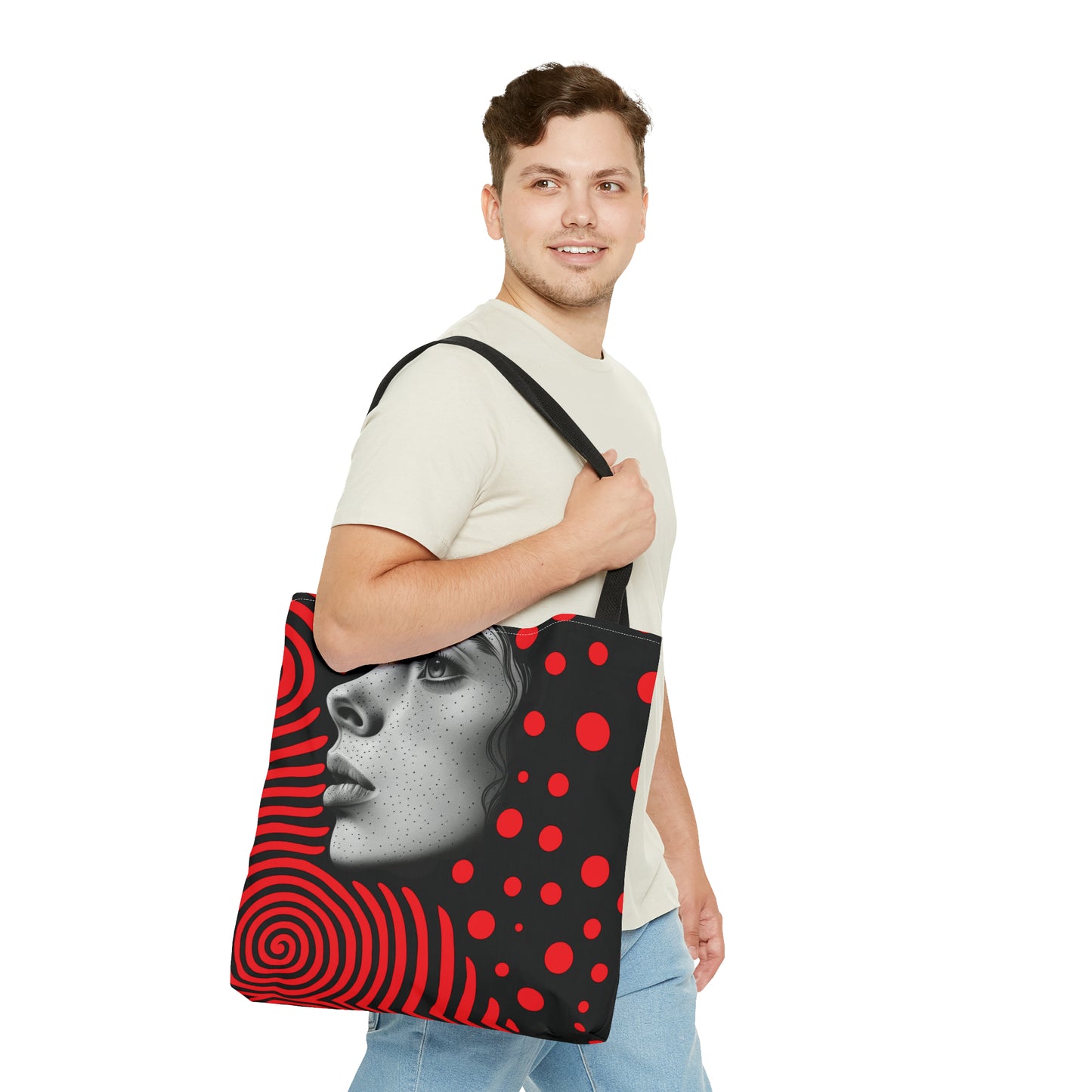 Red swirl Tote Bag in 3 sizes