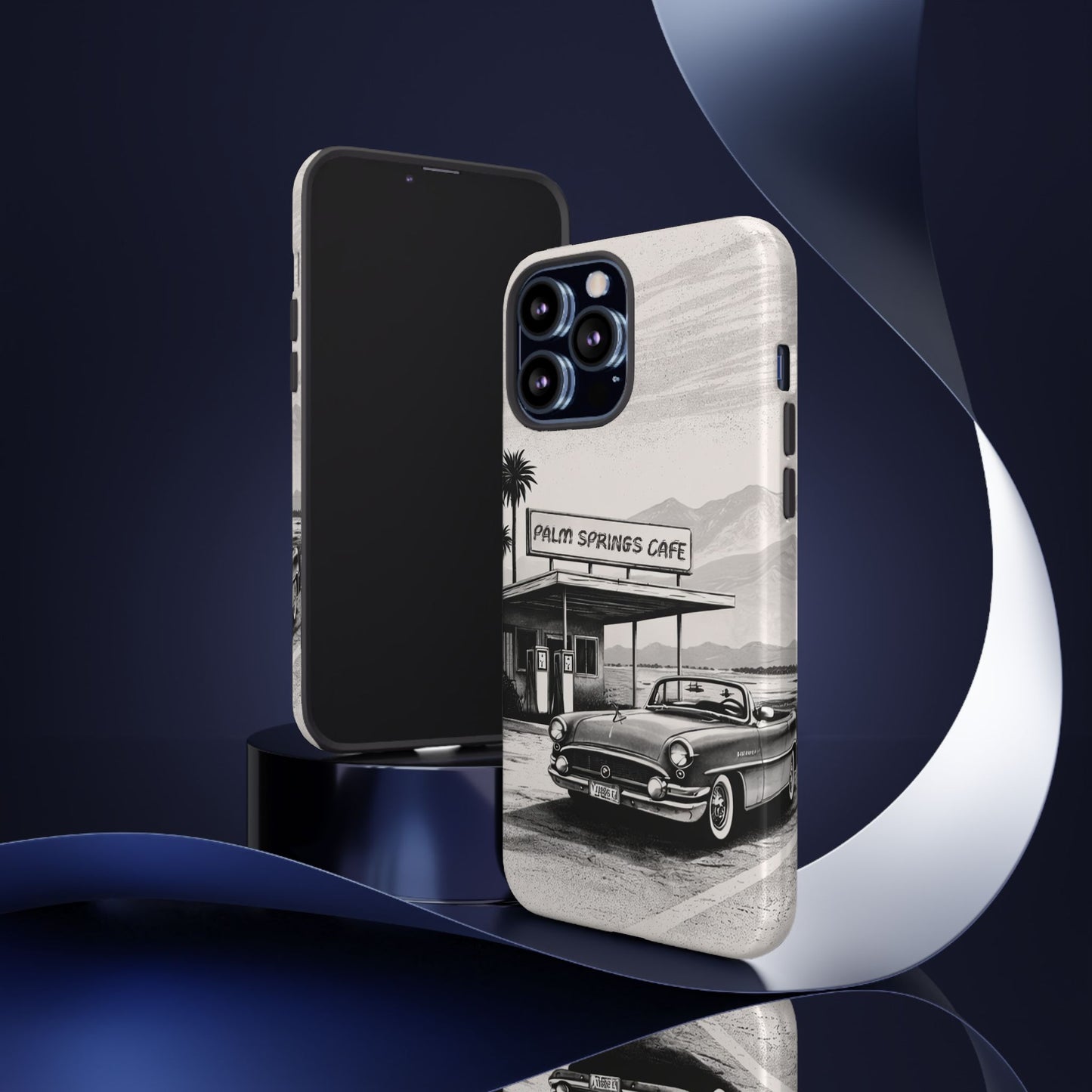 Vintage Palm Springs Cafe Phone Case – Retro Convertible Roadtrip Design