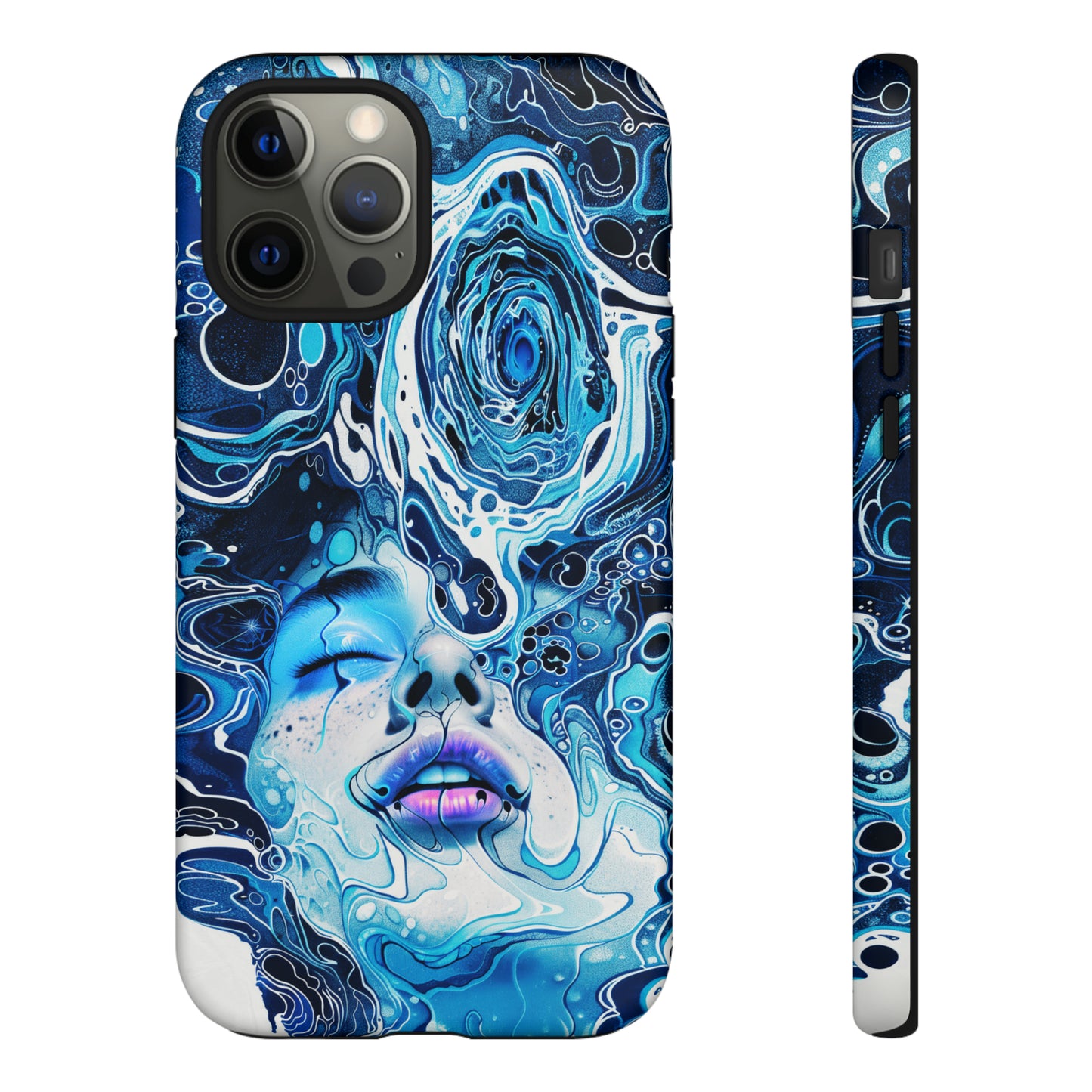 Phone Case, whimsical water fantasy design, blue woman in water, Artistic design, Tough Case, , iPhone 15, 14, 13, 12, 11, Samsung, Pixel