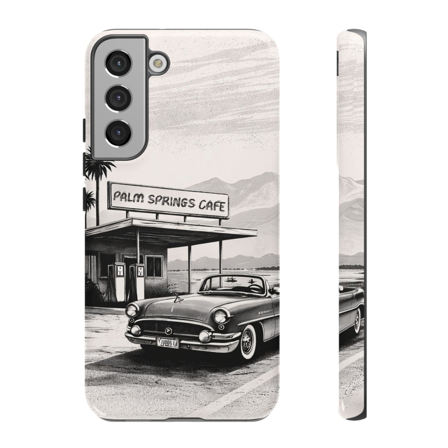 Vintage Palm Springs Cafe Phone Case – Retro Convertible Roadtrip Design