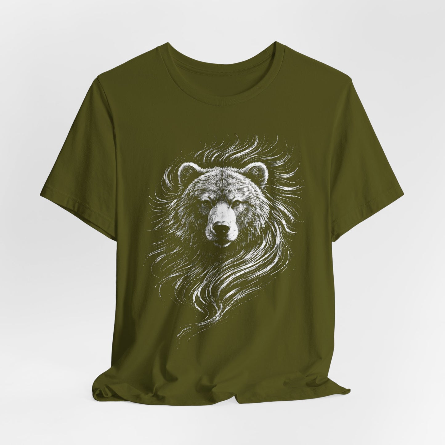Grizzly Bear Portrait T-Shirt | Hand-Drawn Wildlife Tee in chalk style