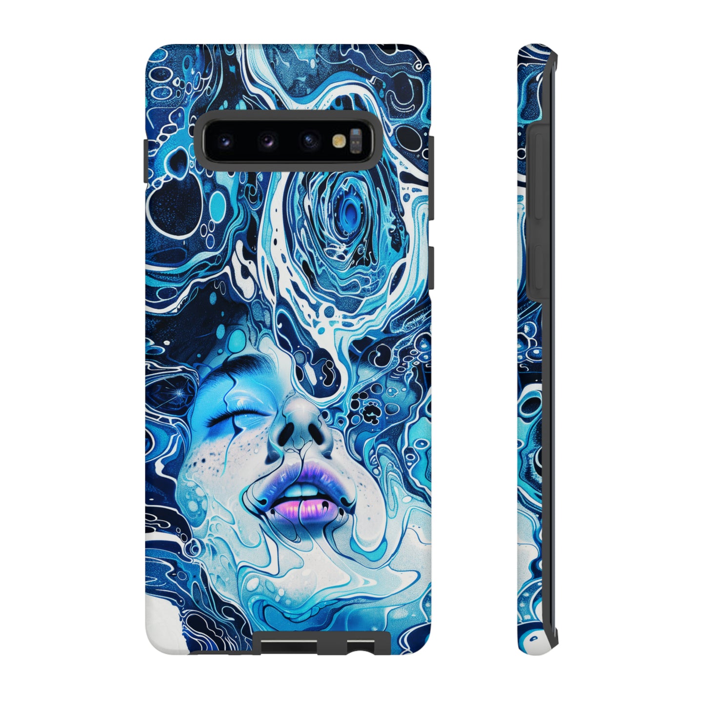 Phone Case, whimsical water fantasy design, blue woman in water, Artistic design, Tough Case, , iPhone 15, 14, 13, 12, 11, Samsung, Pixel