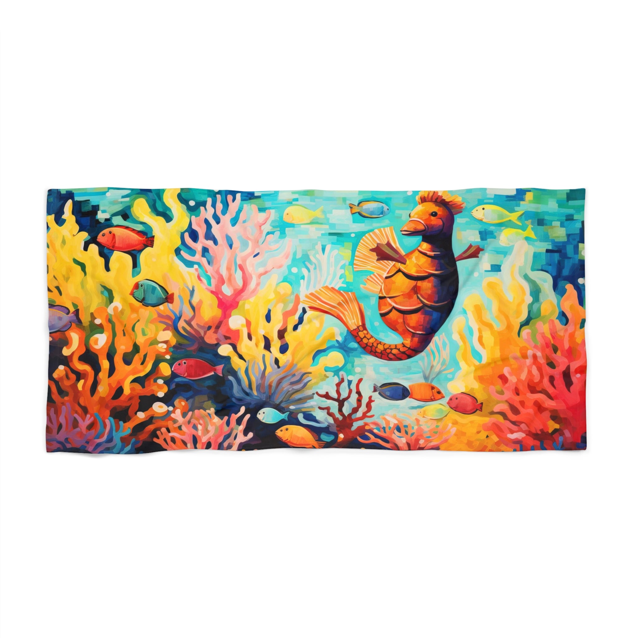 Sunny Seahorse Beach Towel