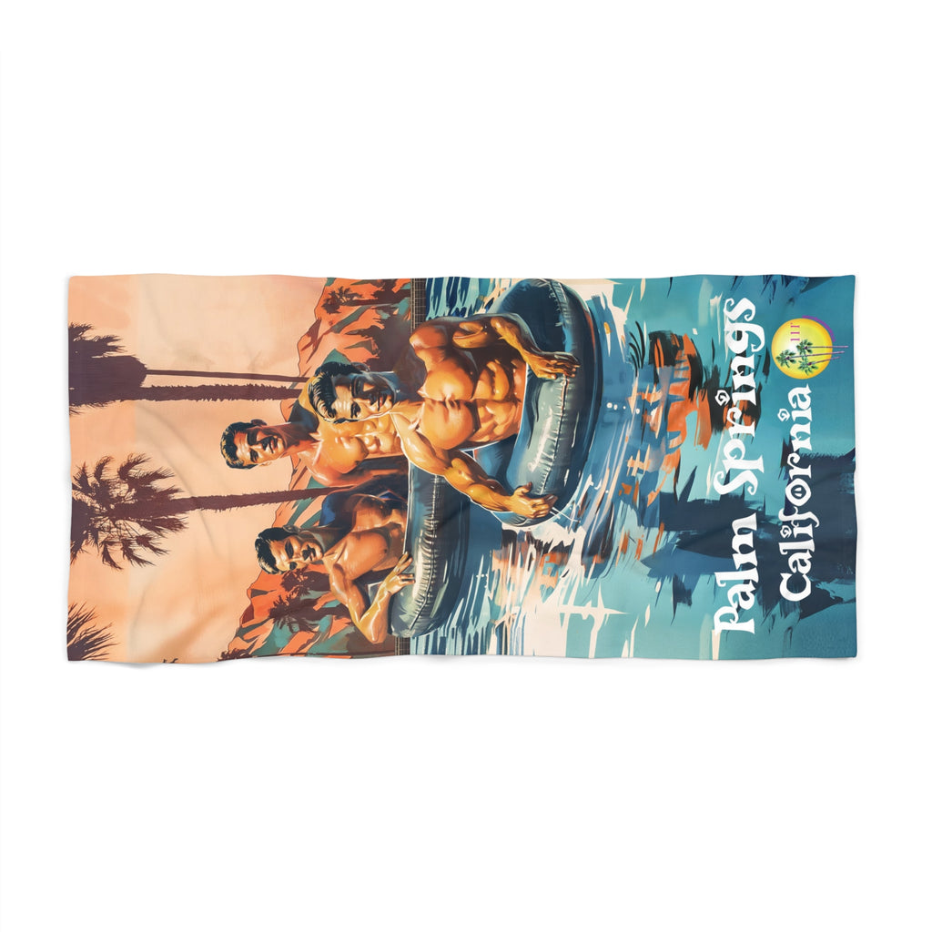 3 guys in pool PS house Beach Towel