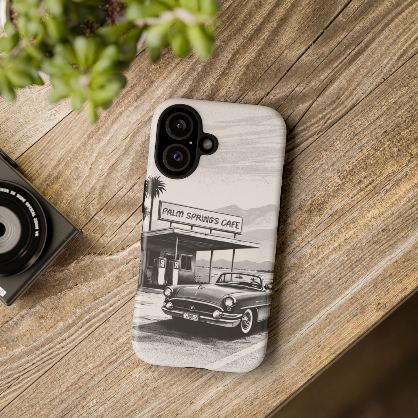 Vintage Palm Springs Cafe Phone Case – Retro Convertible Roadtrip Design