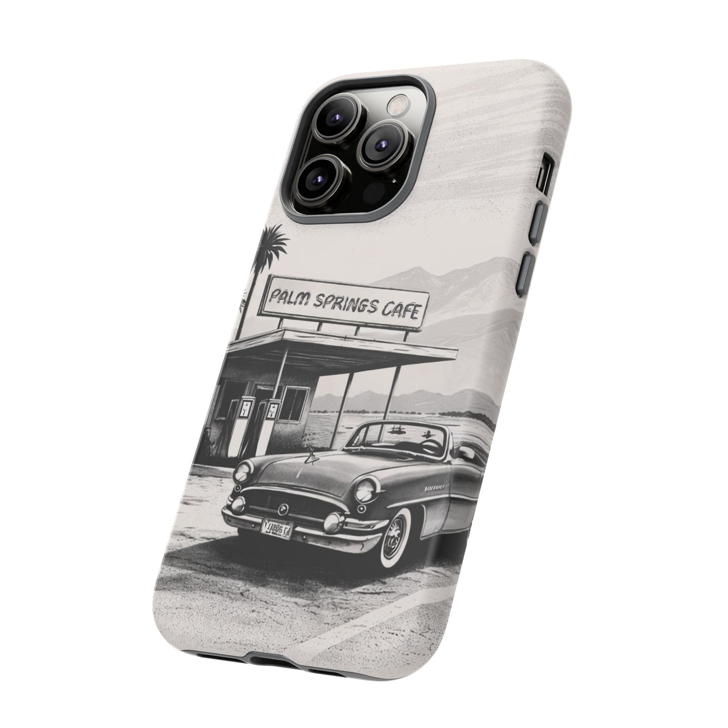 Vintage Palm Springs Cafe Phone Case – Retro Convertible Roadtrip Design