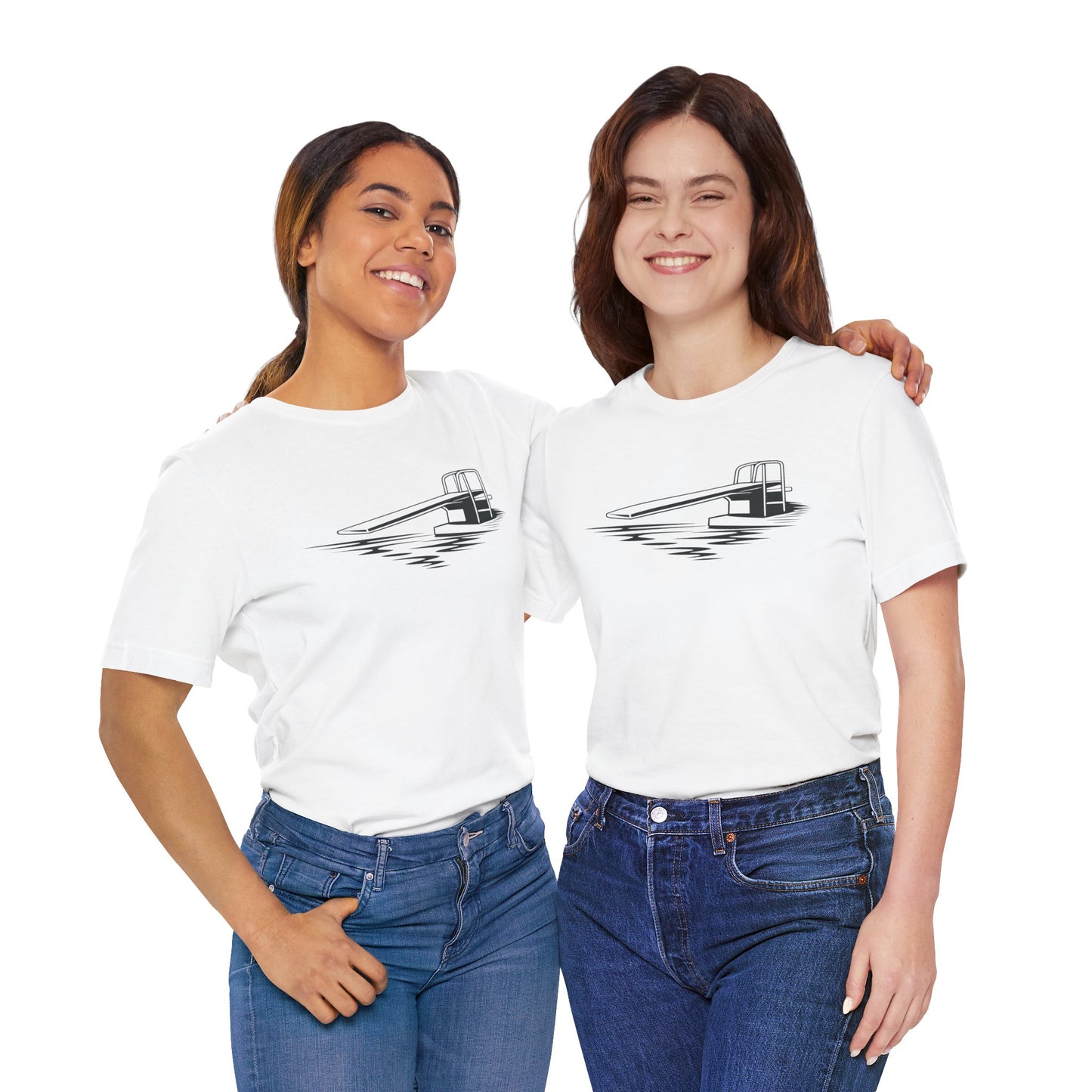 Desert Modern Icons series, Diving board graphic Unisex Jersey Short Sleeve Tee, Vintage Palm Springs