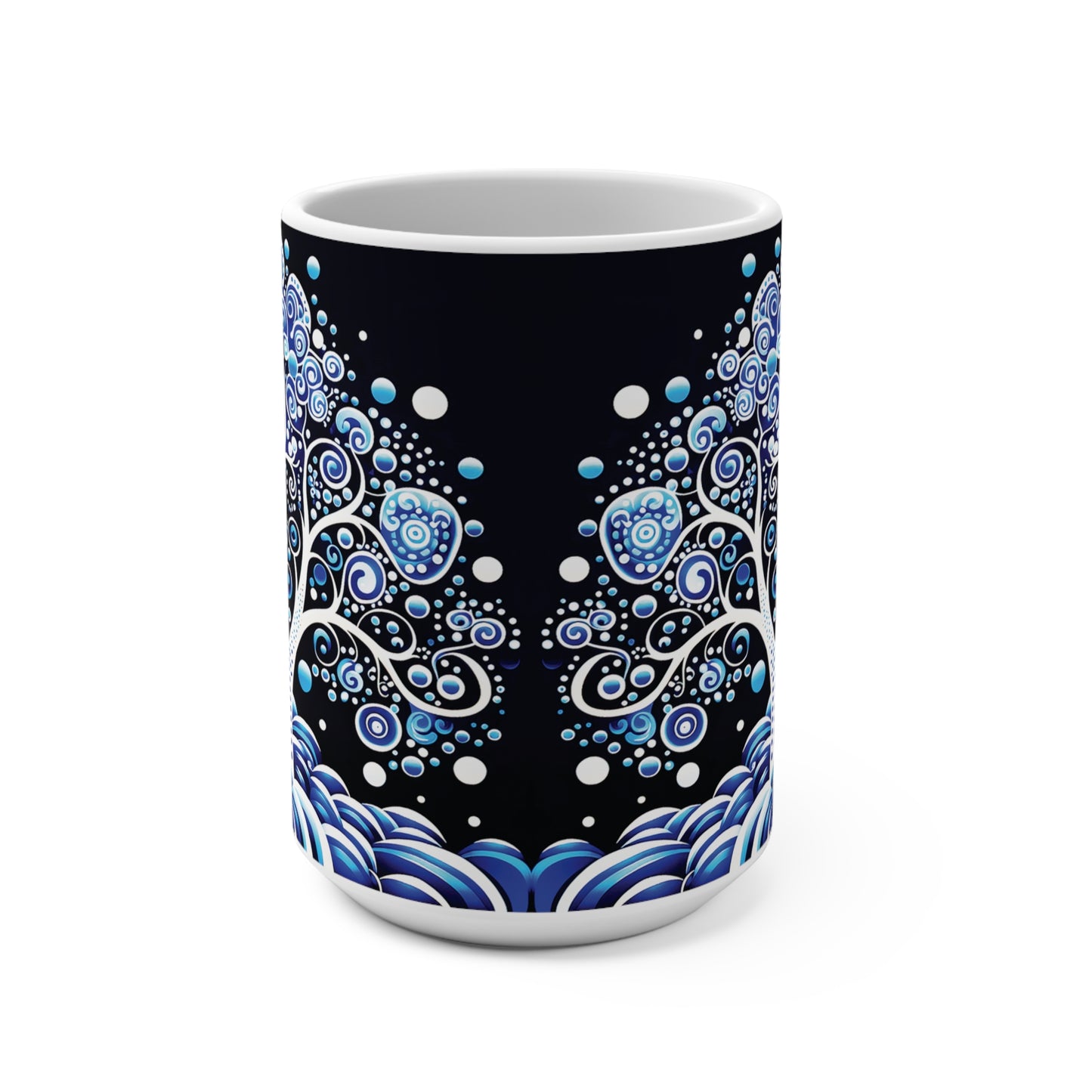 Mug 15oz Blue & White Pear tree