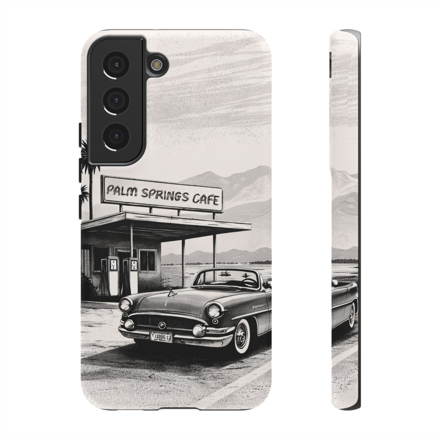 Vintage Palm Springs Cafe Phone Case – Retro Convertible Roadtrip Design