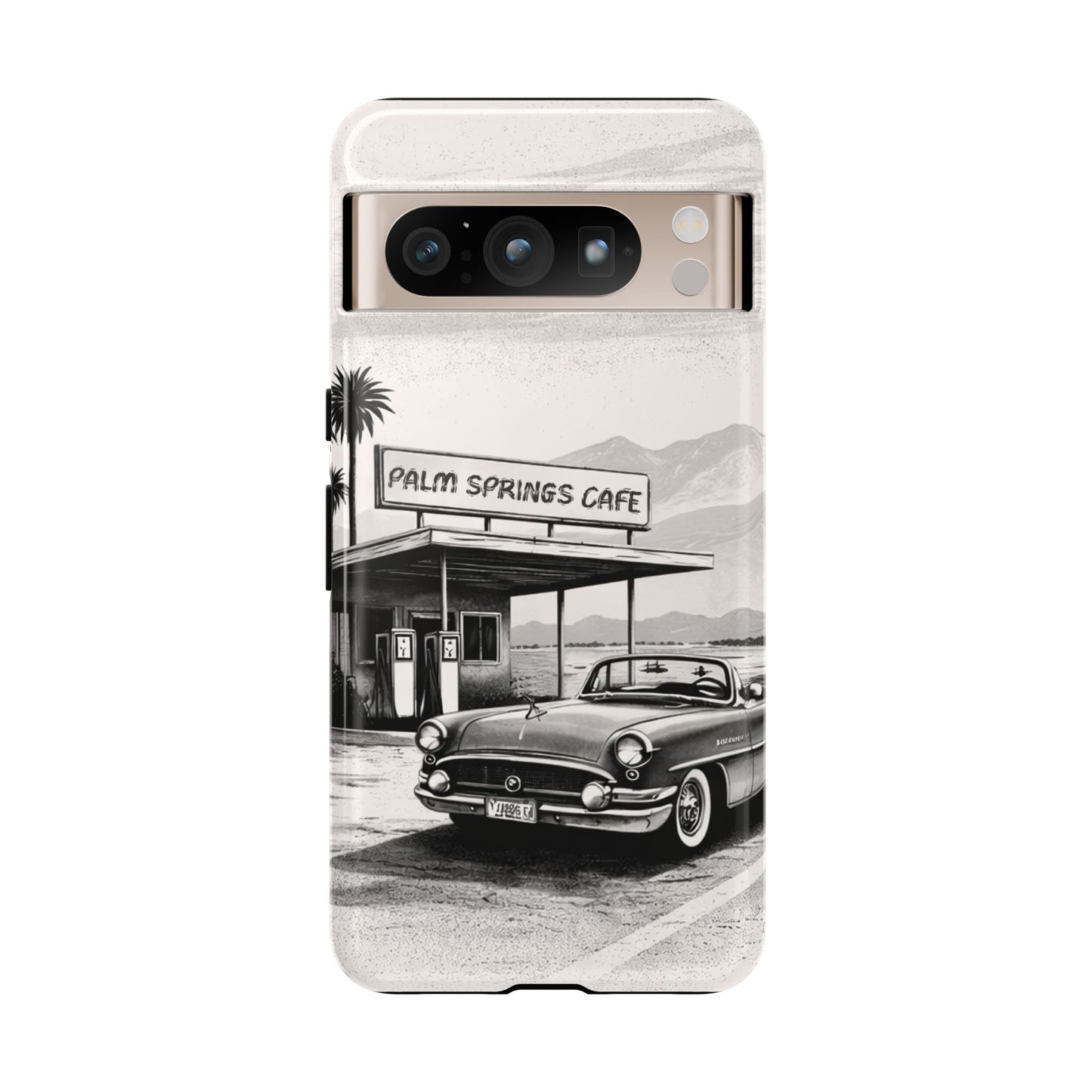 Vintage Palm Springs Cafe Phone Case – Retro Convertible Roadtrip Design
