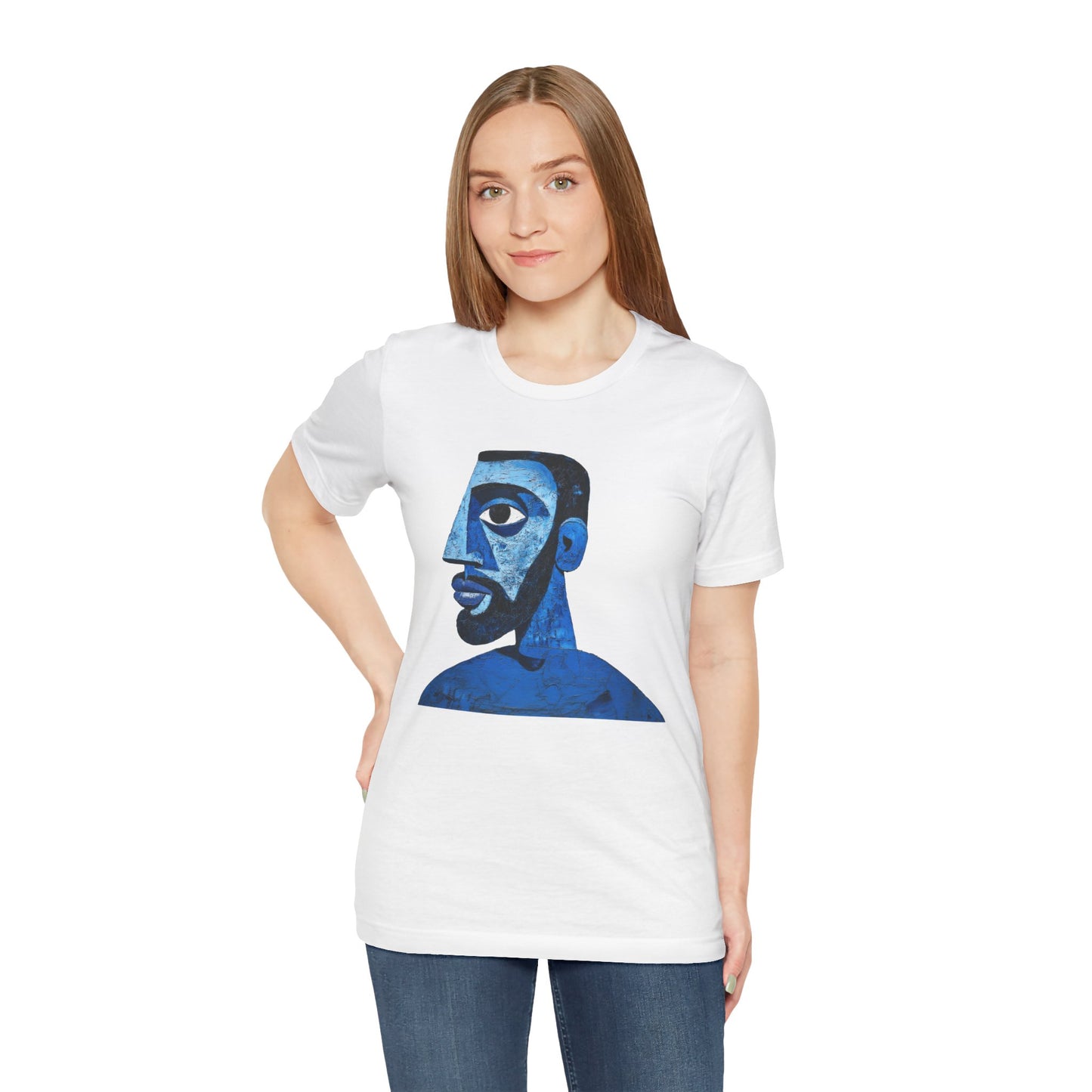Abstract Artistic Blue Portrait Unisex Jersey Tee