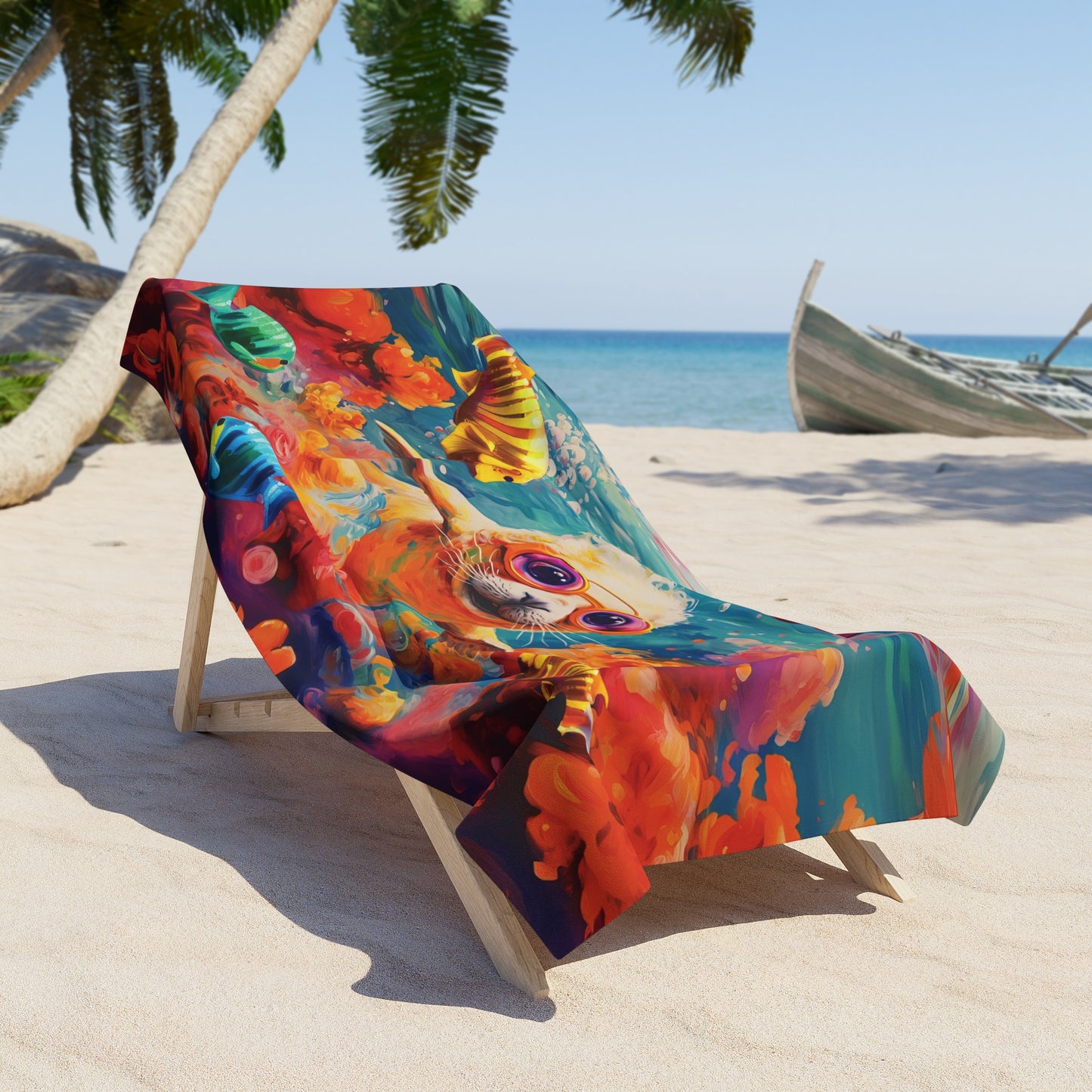 Baby seal playing on the reef Beach Towel in two sizes