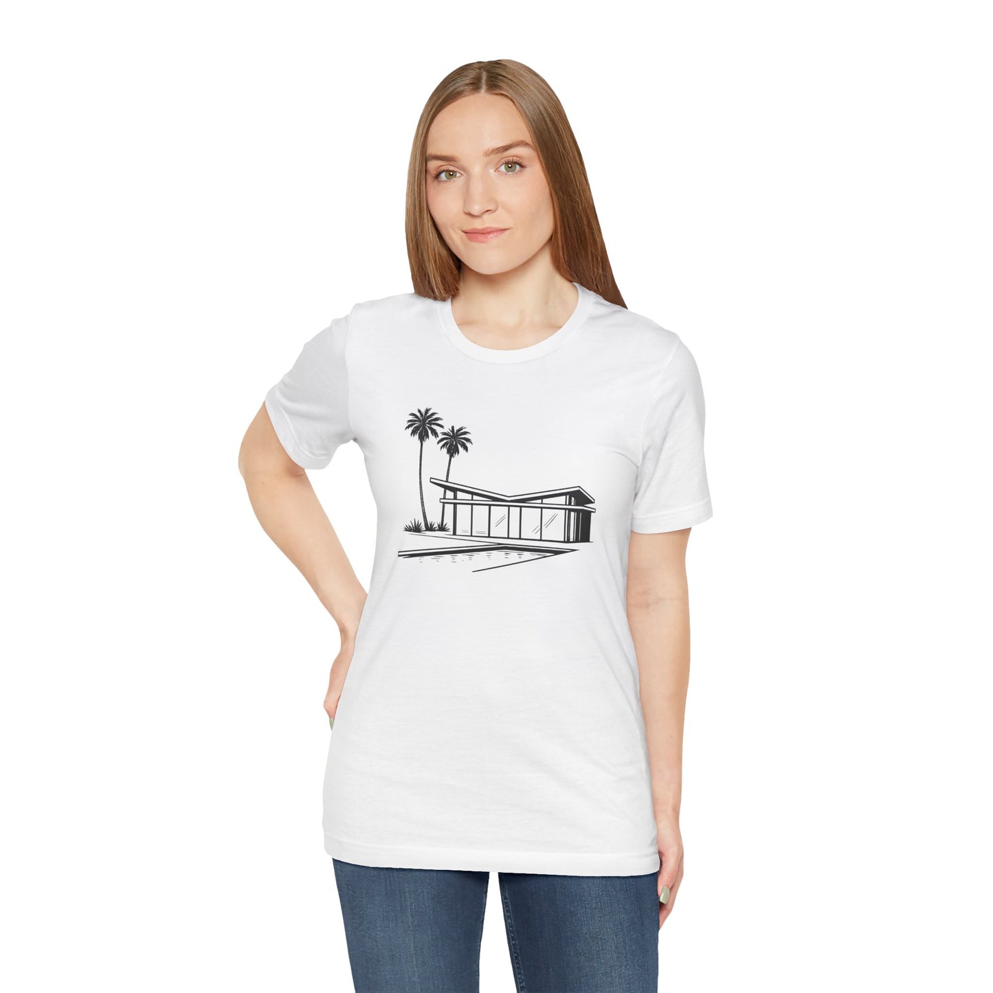 Mid-Century Modern House Tee Mid Century Icons series— Palm Tree Architectural Graphic Shirt, Mid Century modern, Palm Springs