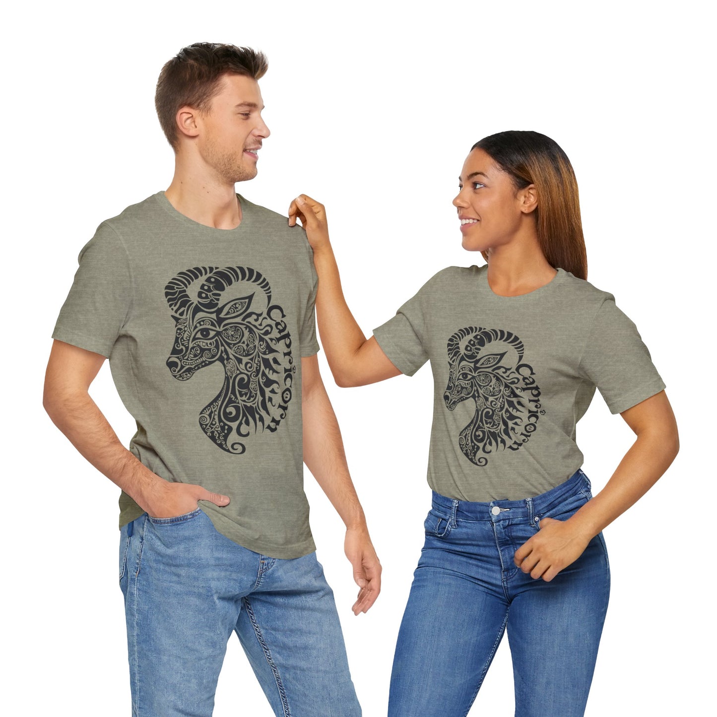 Capricorn with black graphic Unisex Jersey Short Sleeve Tee