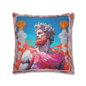 Hercules in pink toga and faux marble frame 18"x18"  Square Pillow Case